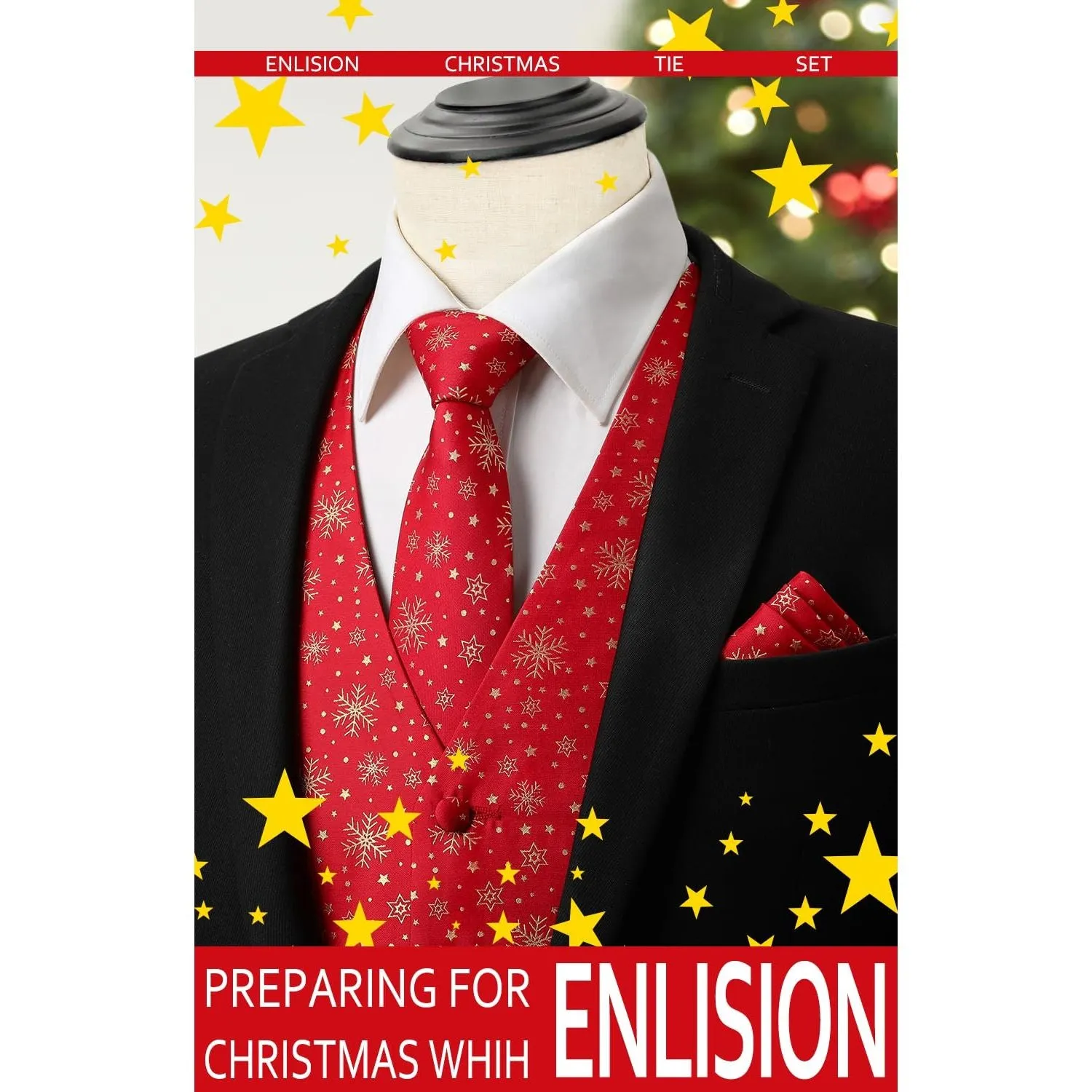 Christmas 3pc Suit Vest - RED-SNOW