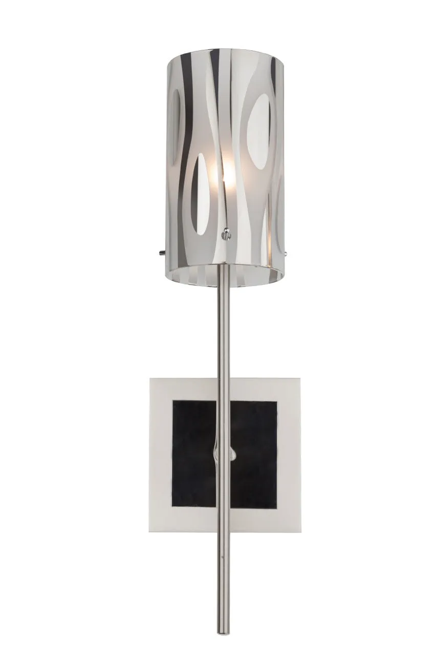 Chroman Empire 1-Light Sconce in Chrome with Two-Layer Smoky Chrome