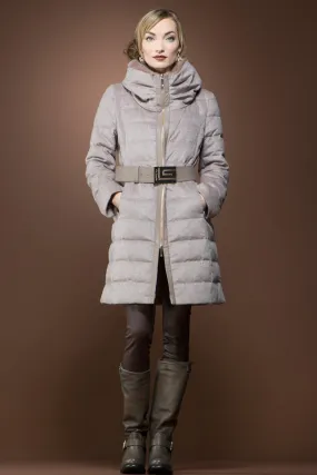 Cinnamon Mink and Down Quilted Mid-Length Cashmere Coat