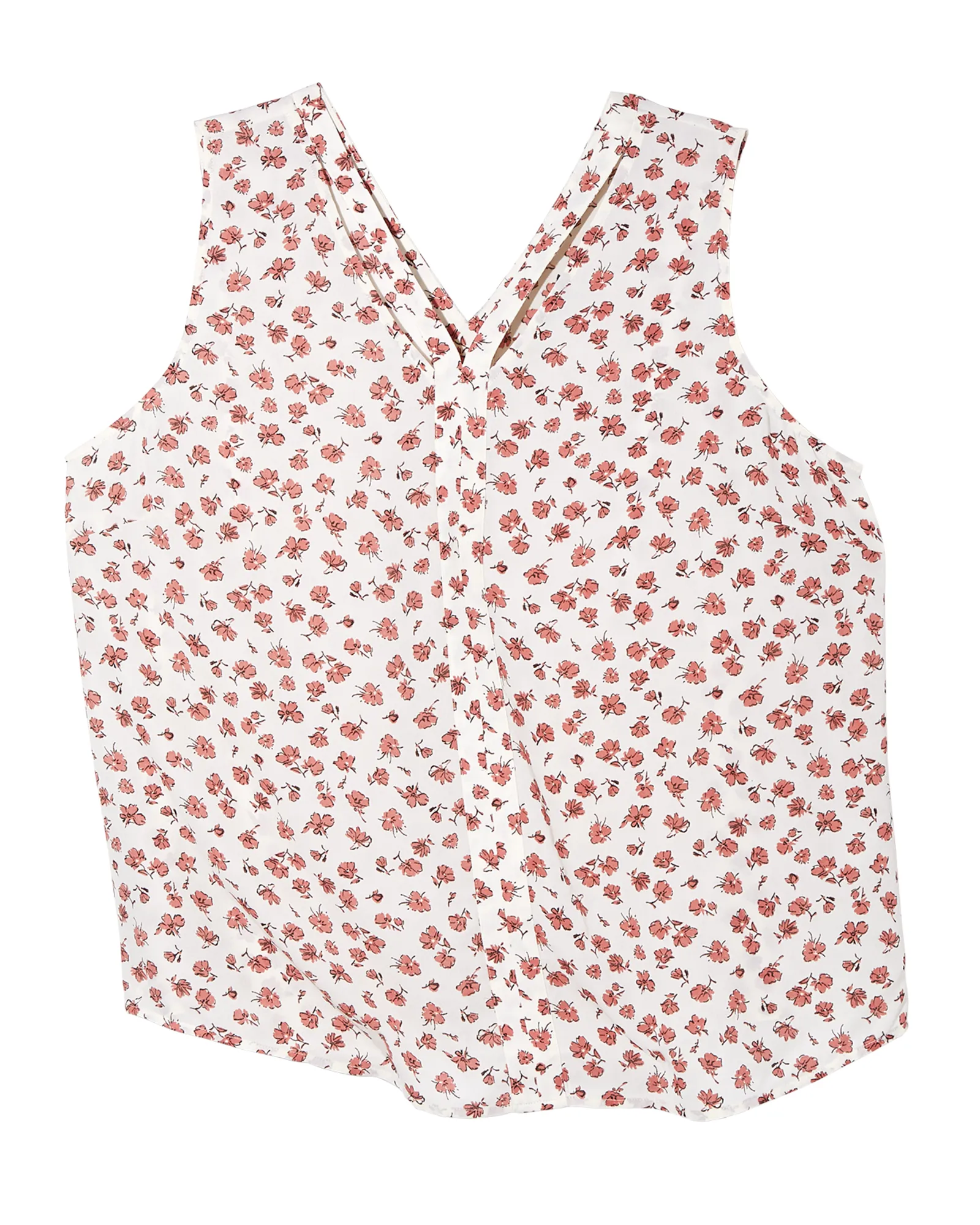 Claire Lattice Sleeveless Blouse | Ivory / Pink