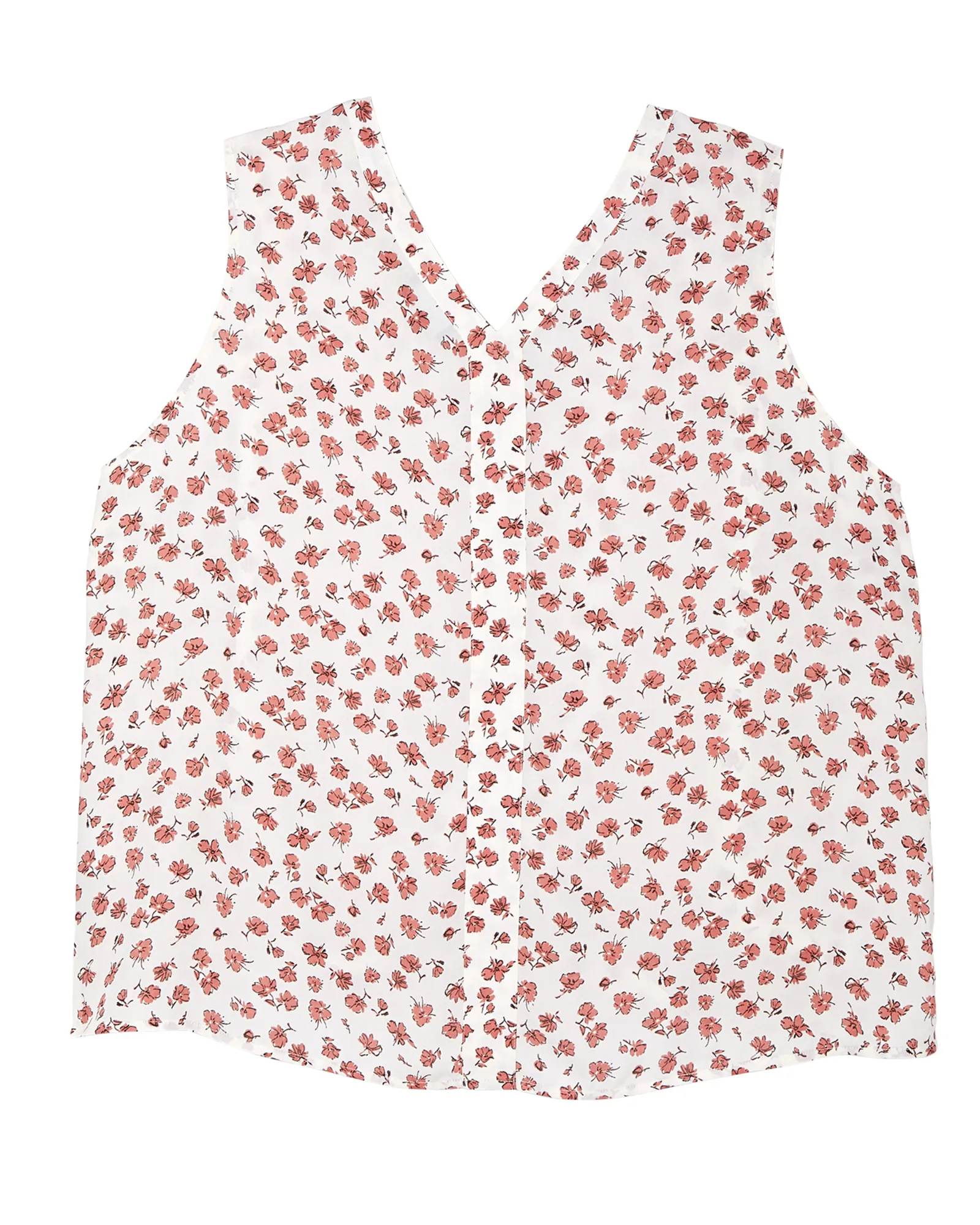 Claire Lattice Sleeveless Blouse | Ivory / Pink