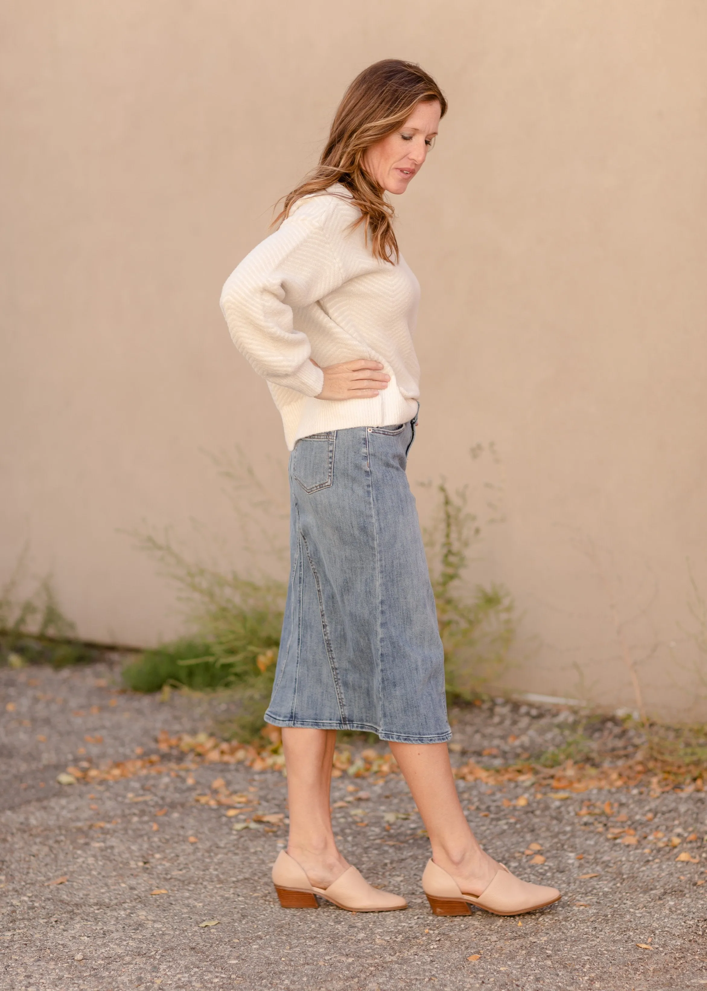 Claire Pencil Fit A-line Denim Skirt - FINAL SALE