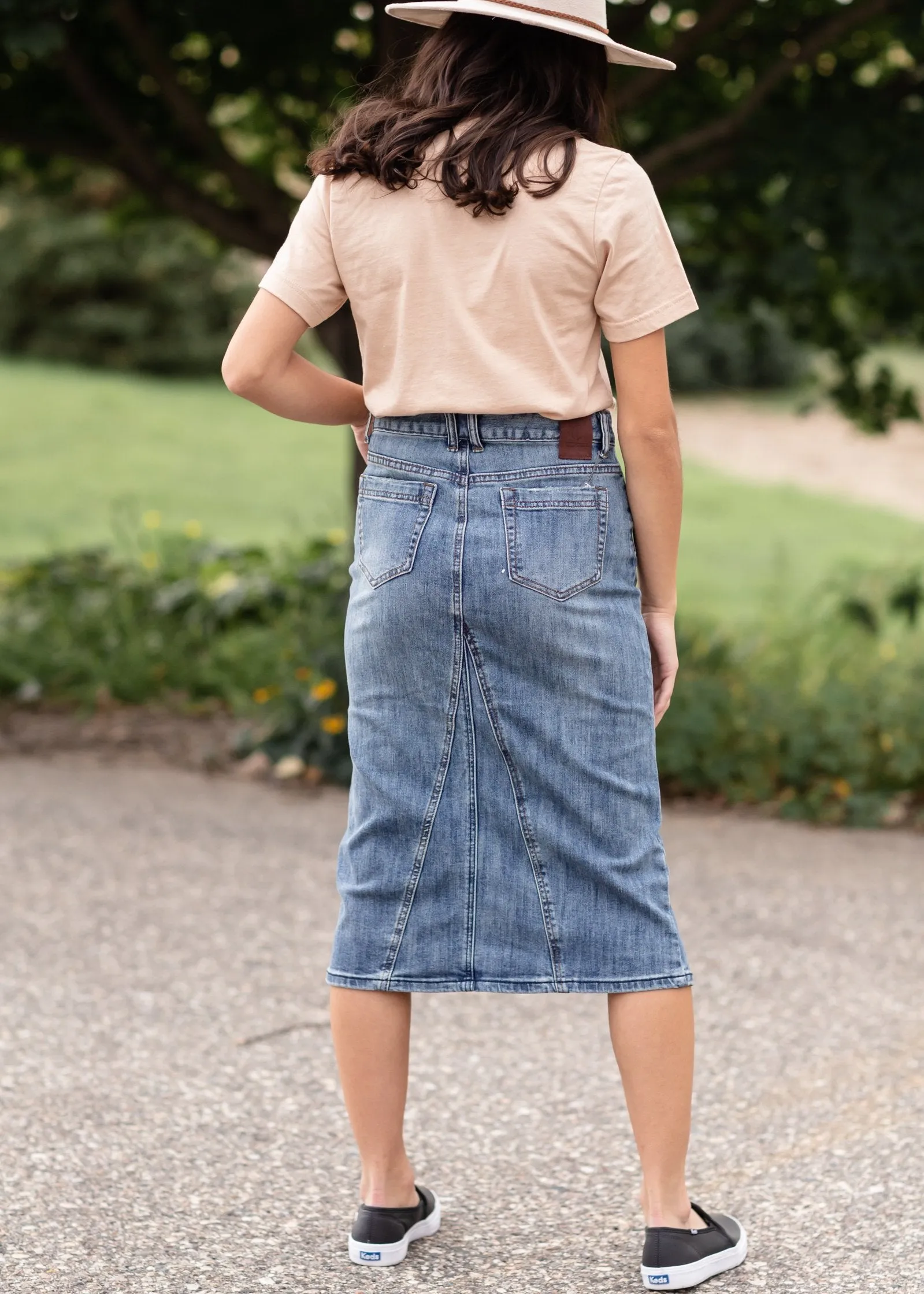 Claire Pencil Fit A-line Denim Skirt - FINAL SALE