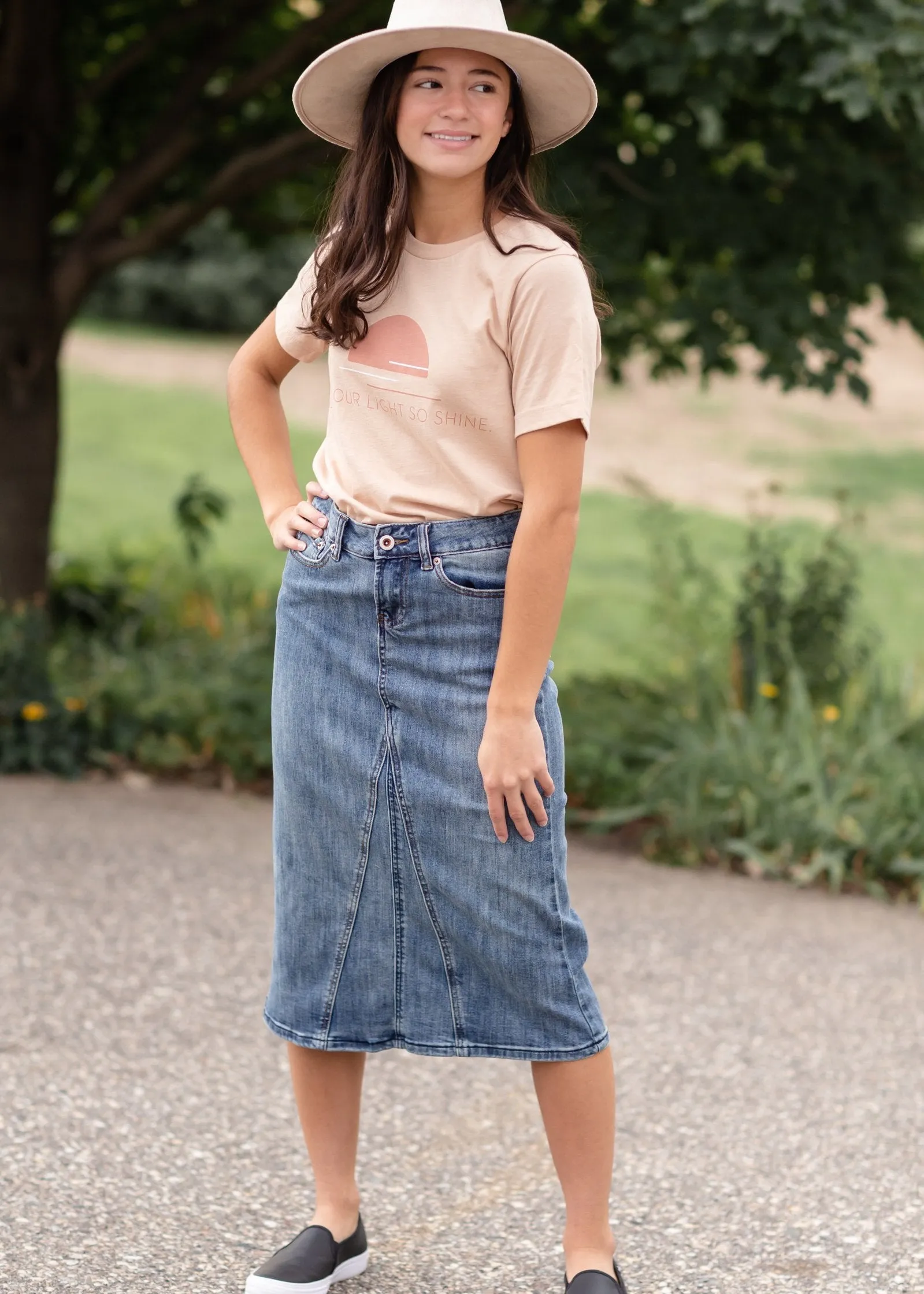 Claire Pencil Fit A-line Denim Skirt - FINAL SALE