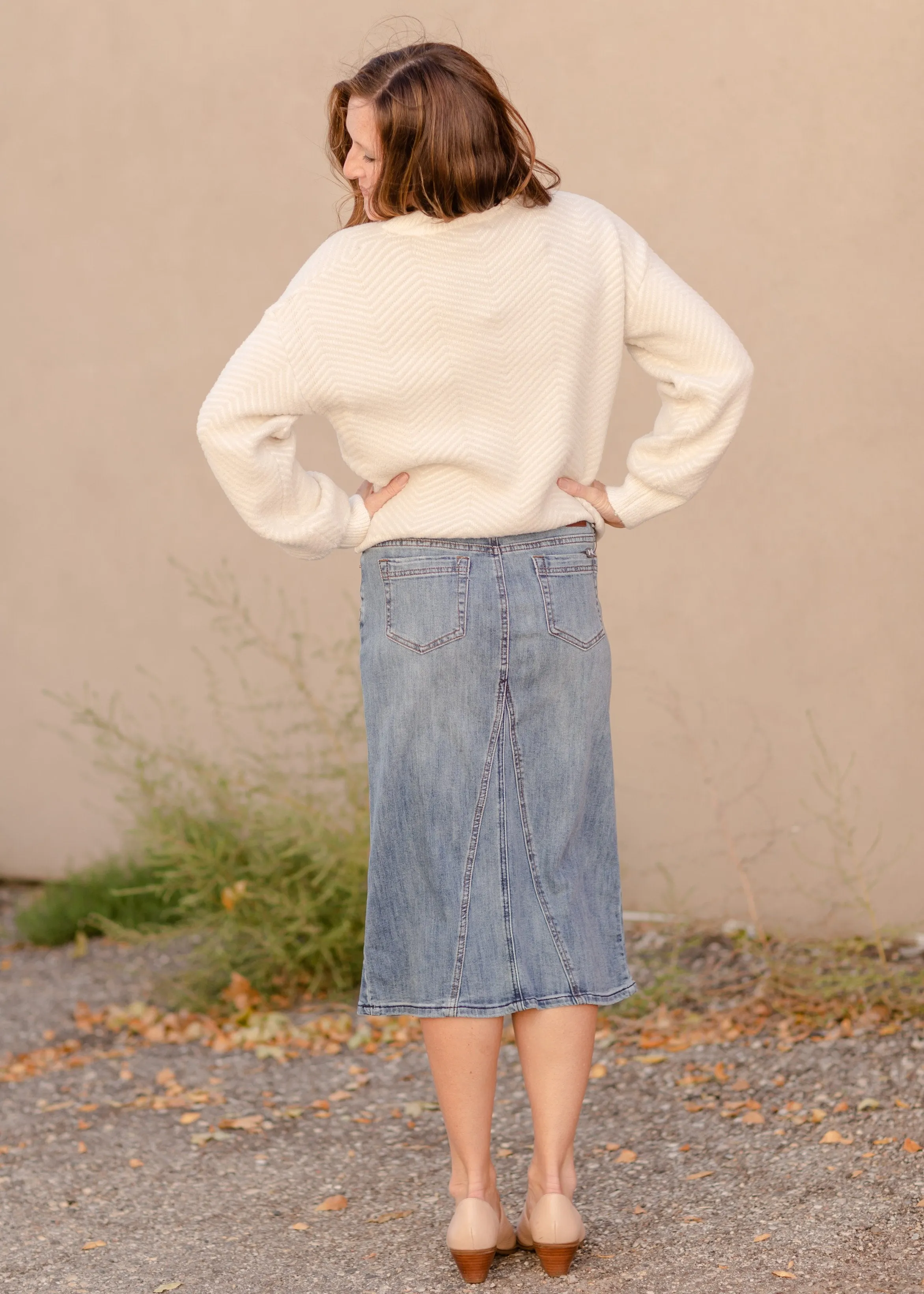 Claire Pencil Fit A-line Denim Skirt - FINAL SALE