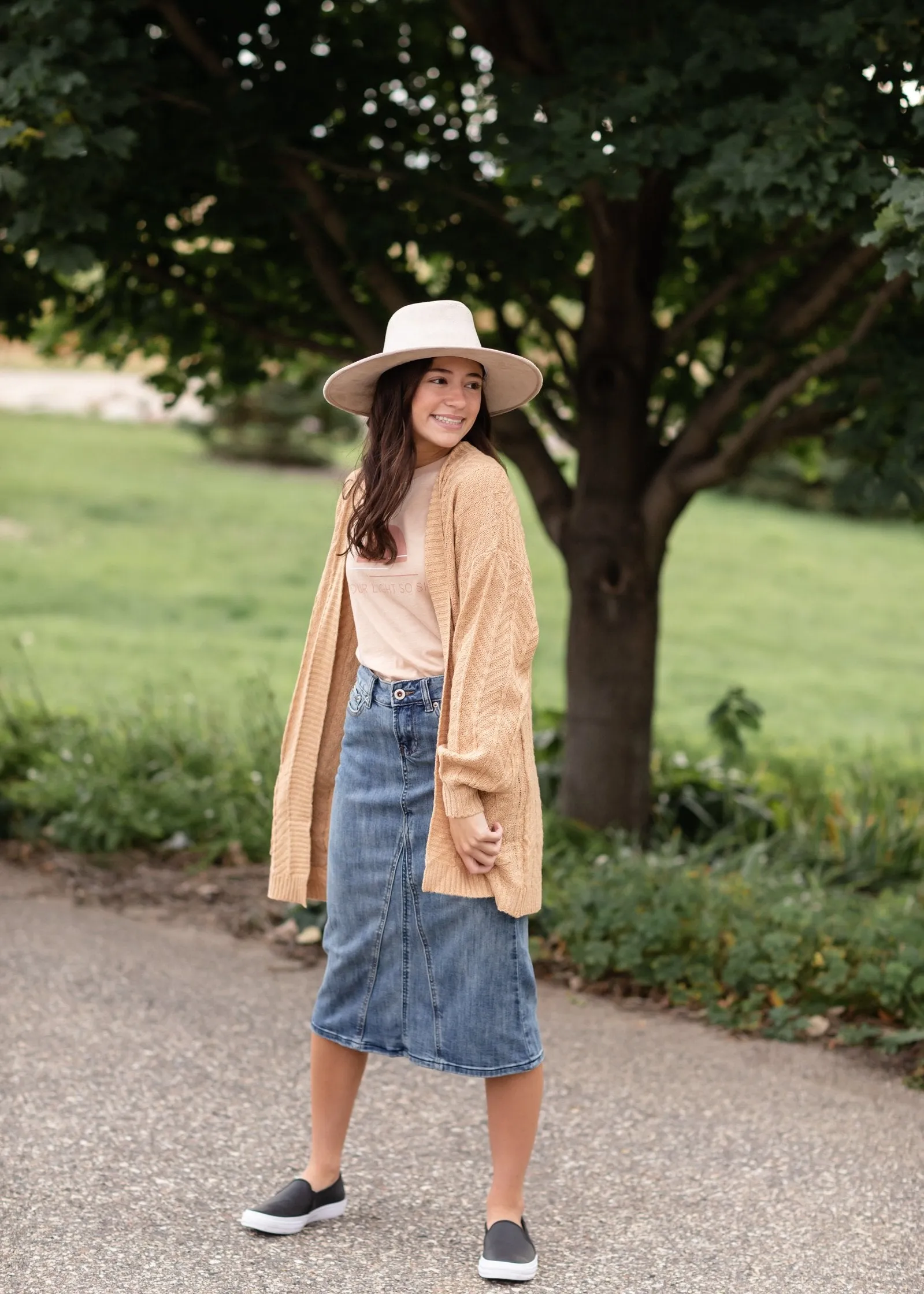 Claire Pencil Fit A-line Denim Skirt - FINAL SALE