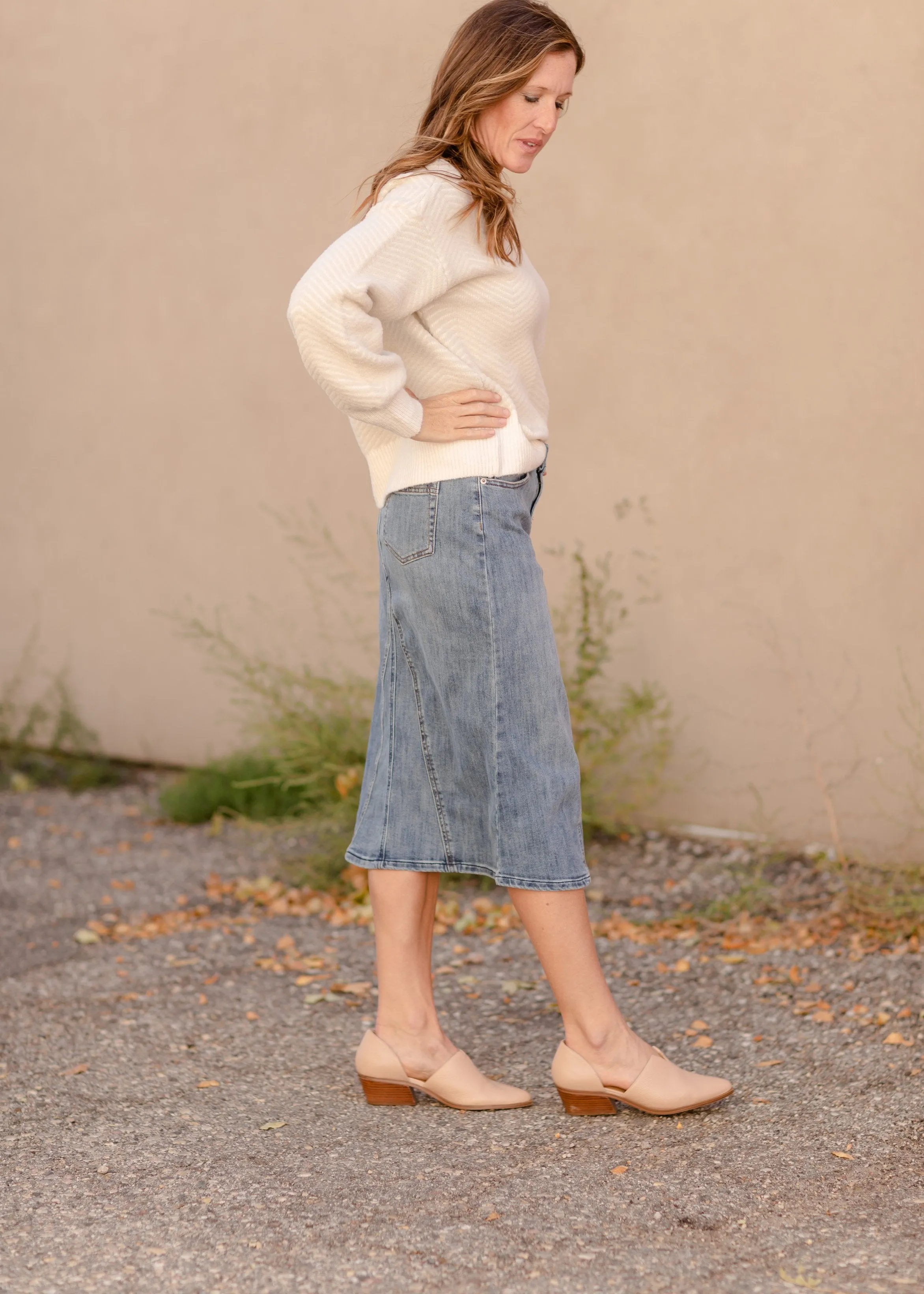 Claire Pencil Fit A-line Denim Skirt - FINAL SALE