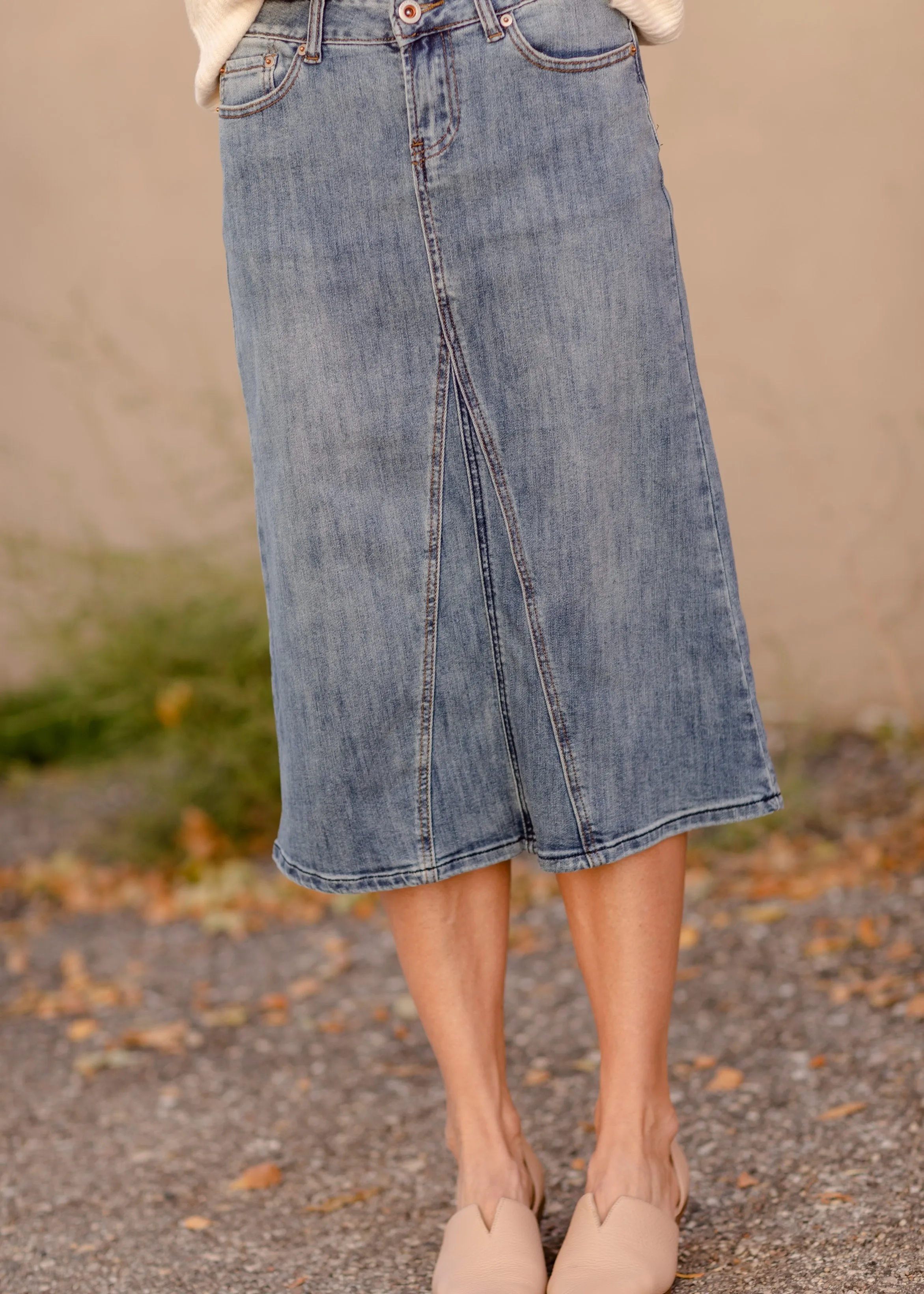 Claire Pencil Fit A-line Denim Skirt - FINAL SALE