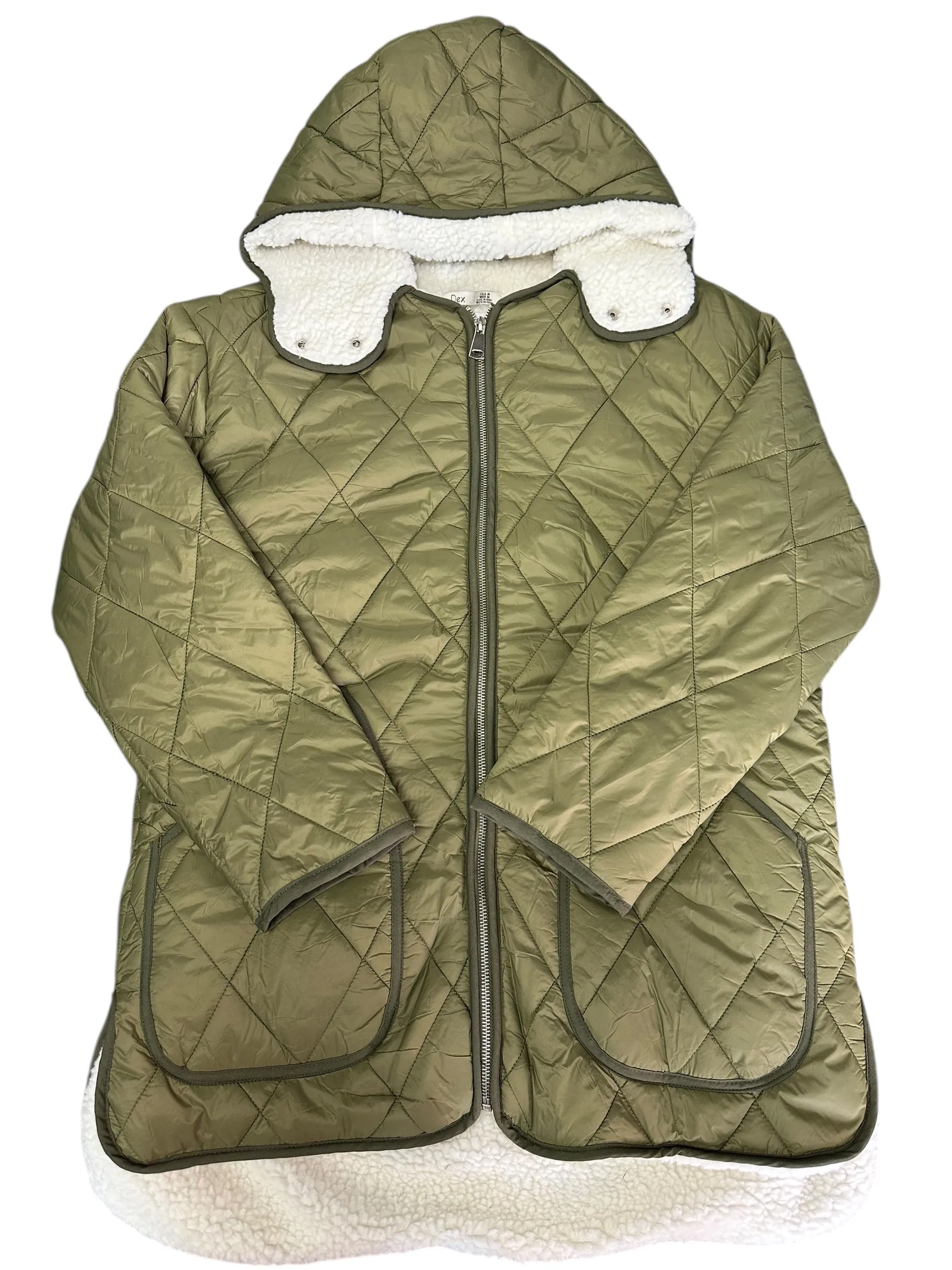 Coat Puffer & Quilted By Dex In Green, Size: M