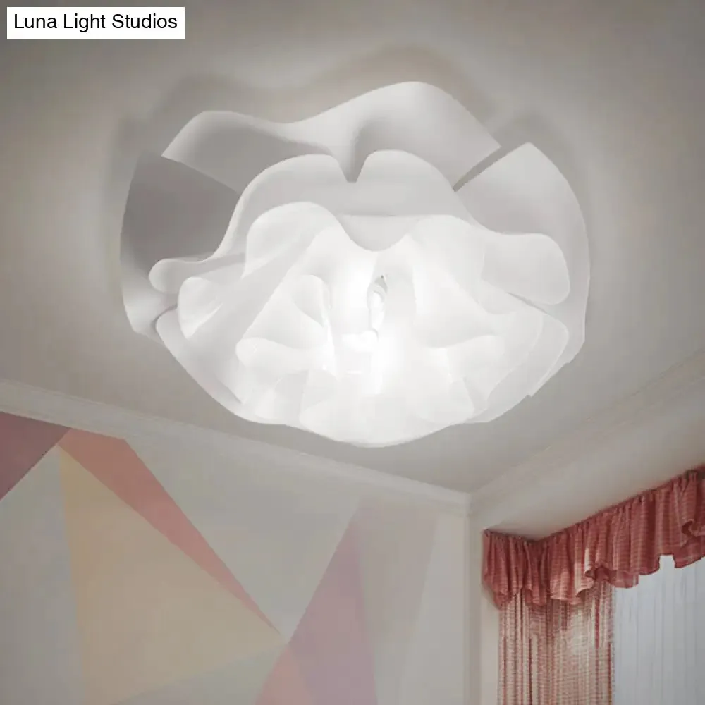 Contemporary Frill Layer LED Ceiling Fixture: Stylish Flush Mount for Bedroom, Acrylic Finish in White