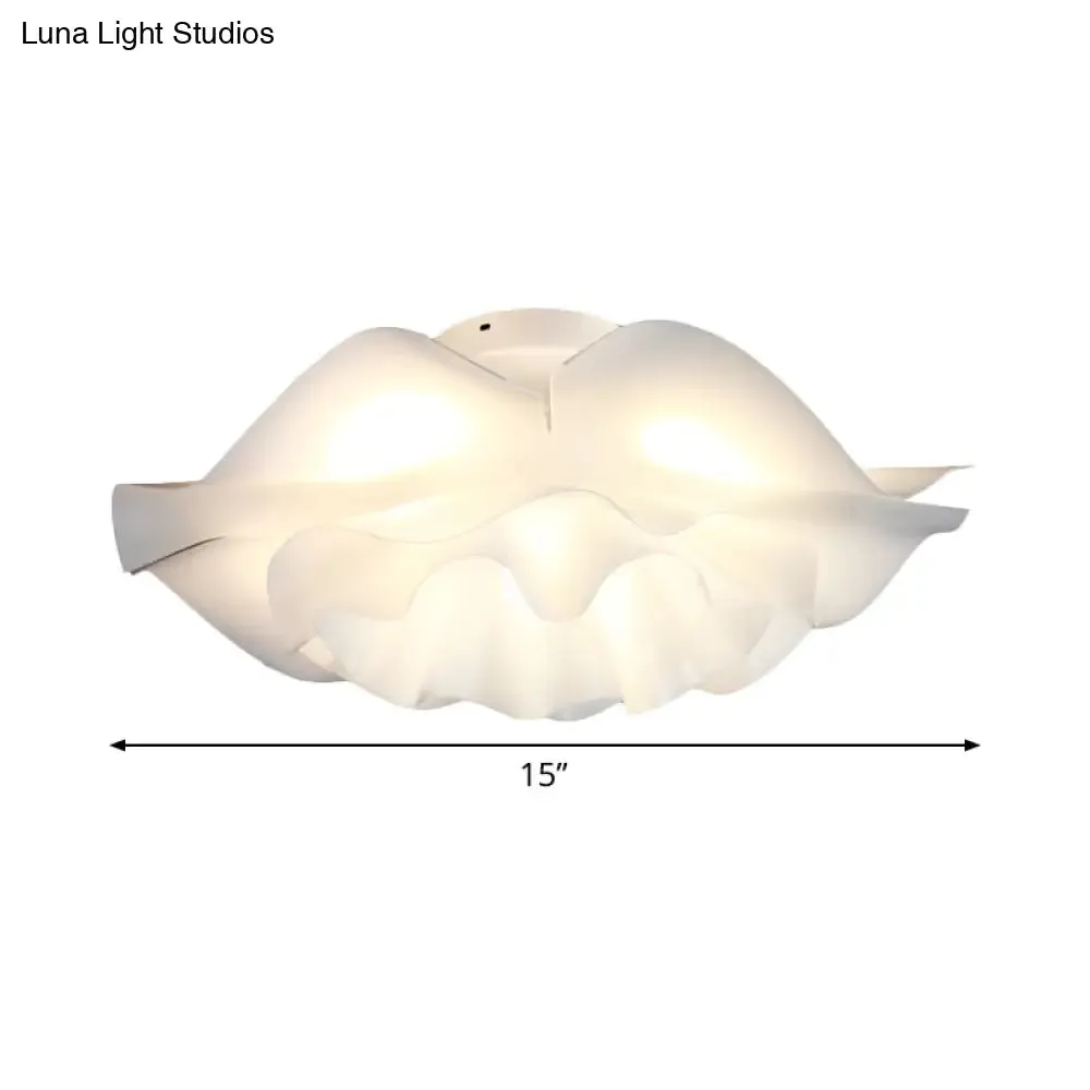 Contemporary Frill Layer LED Ceiling Fixture: Stylish Flush Mount for Bedroom, Acrylic Finish in White