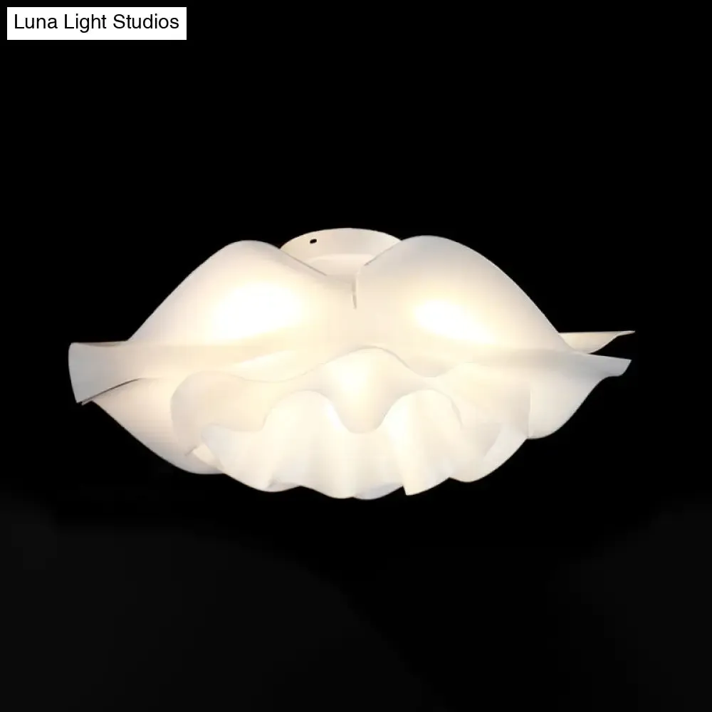 Contemporary Frill Layer LED Ceiling Fixture: Stylish Flush Mount for Bedroom, Acrylic Finish in White