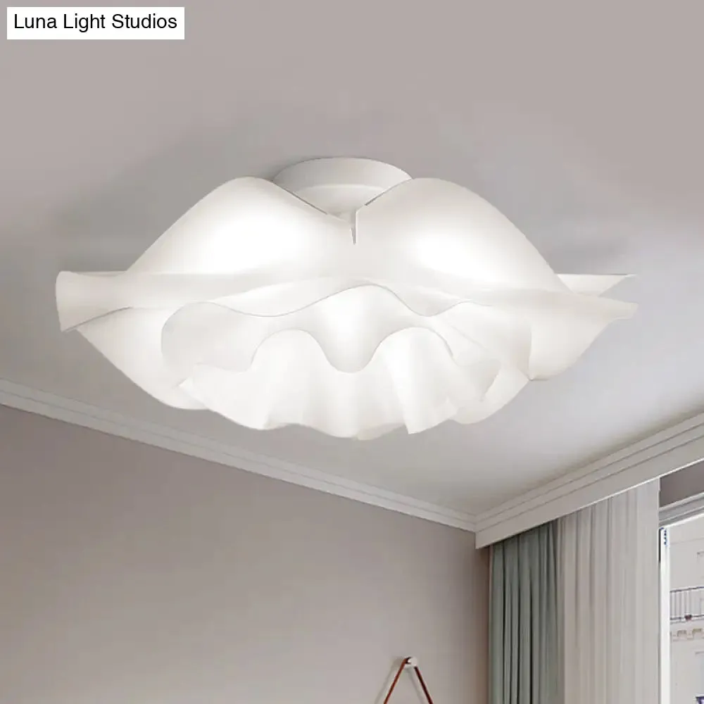 Contemporary Frill Layer LED Ceiling Fixture: Stylish Flush Mount for Bedroom, Acrylic Finish in White