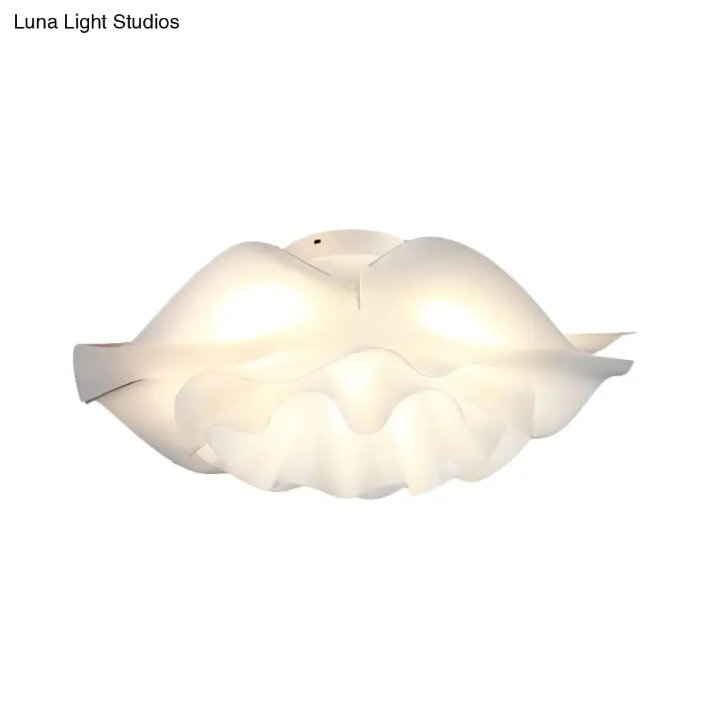 Contemporary Frill Layer LED Ceiling Fixture: Stylish Flush Mount for Bedroom, Acrylic Finish in White