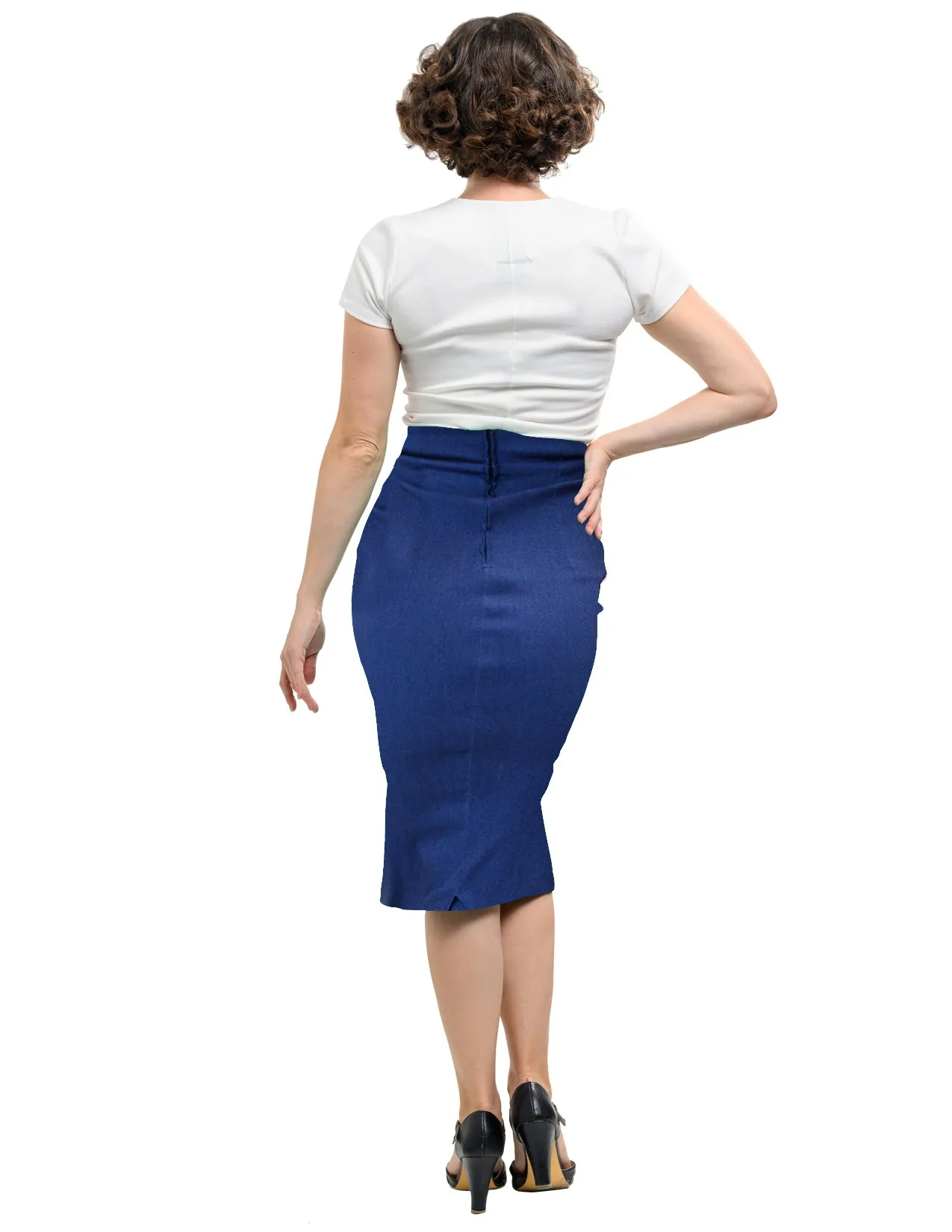 Cora Pencil Skirt in Denim