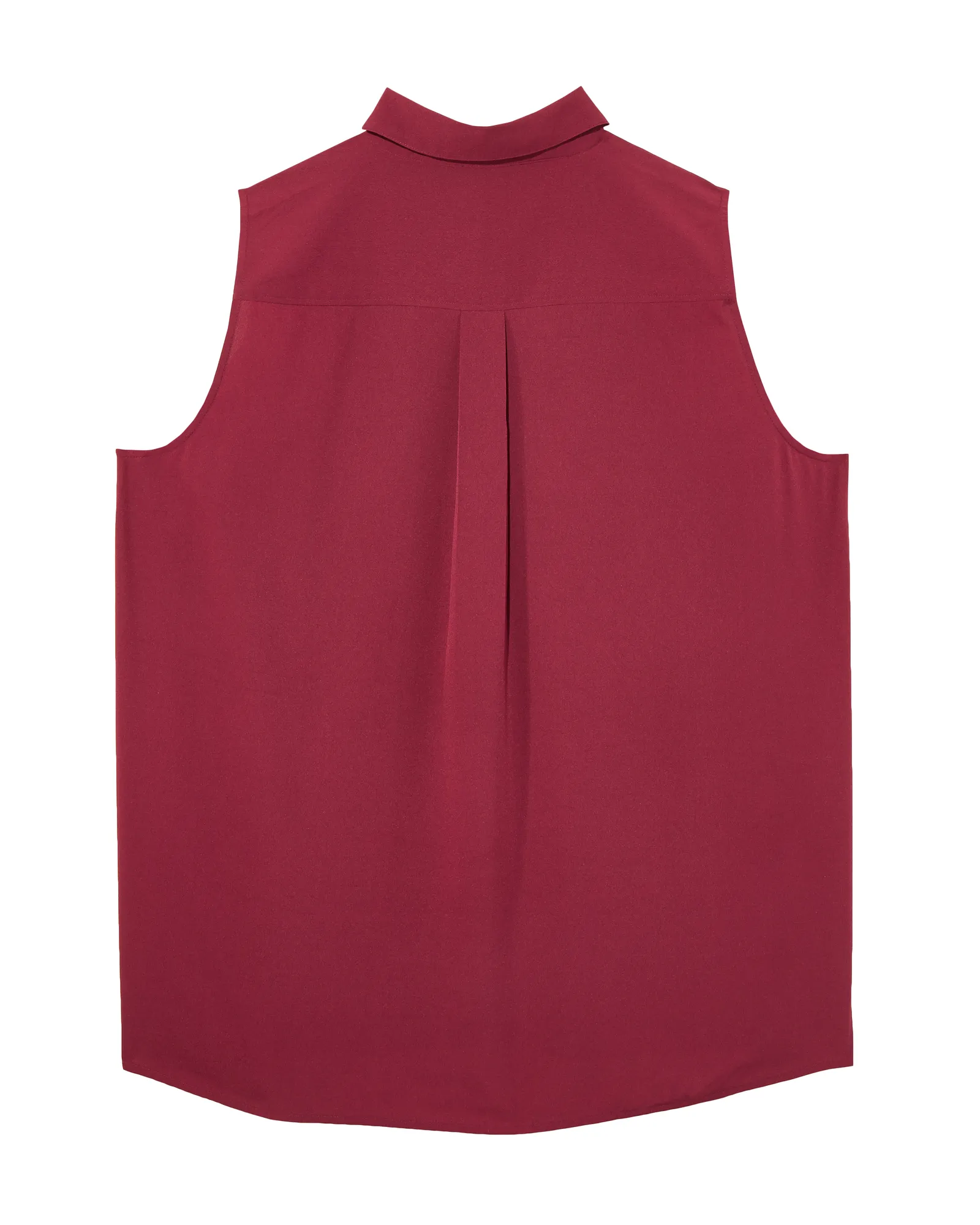 Corinna Sleeveless Silky Buttondown Shirt | Burgundy