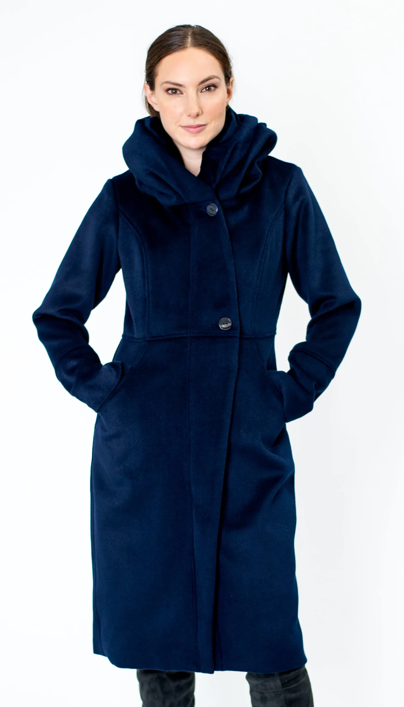 Cowl/Hood Zip Coat / Black