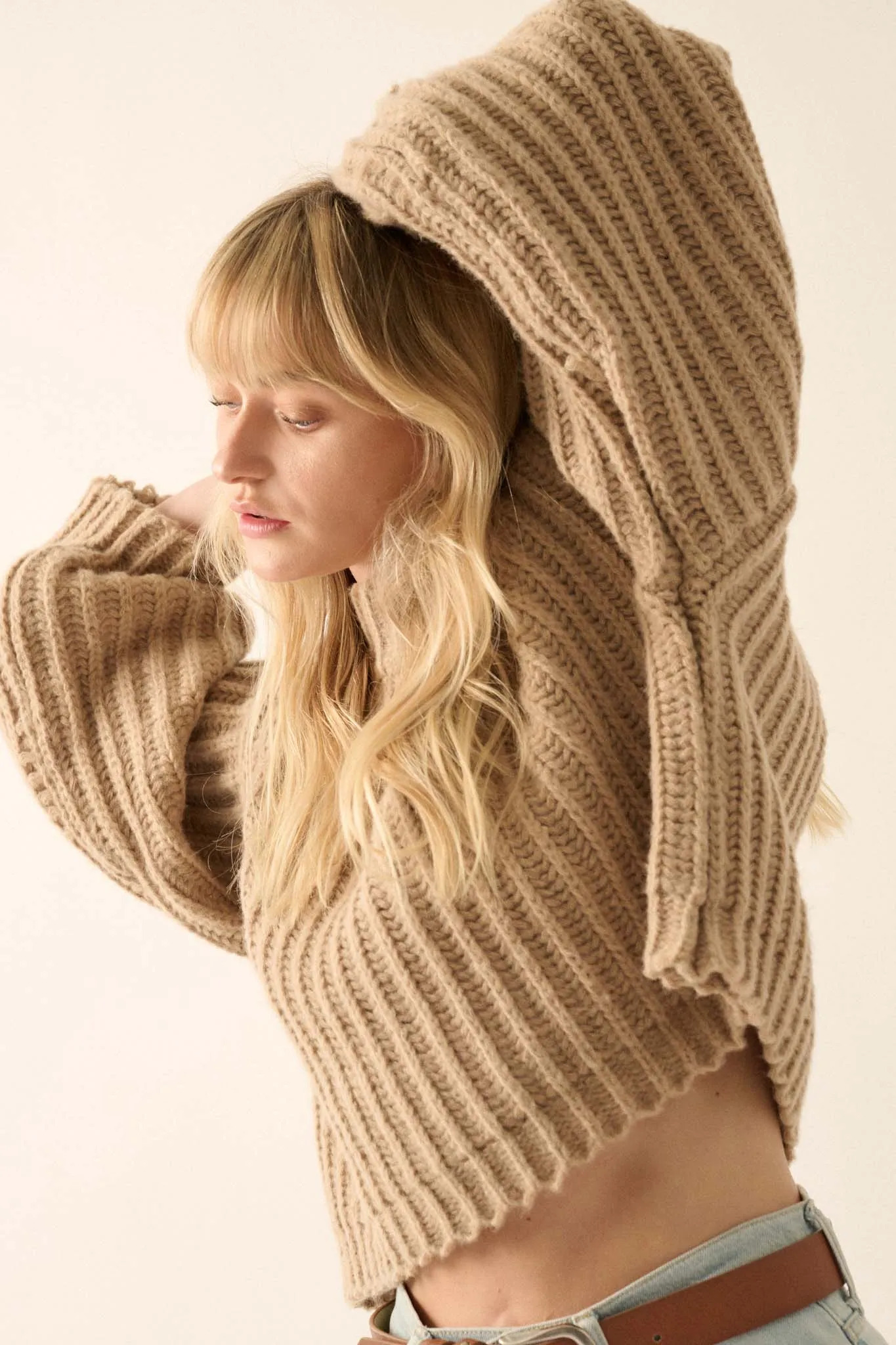 Cozy in Love Chunky Ribbed Knit Mock Neck Sweater