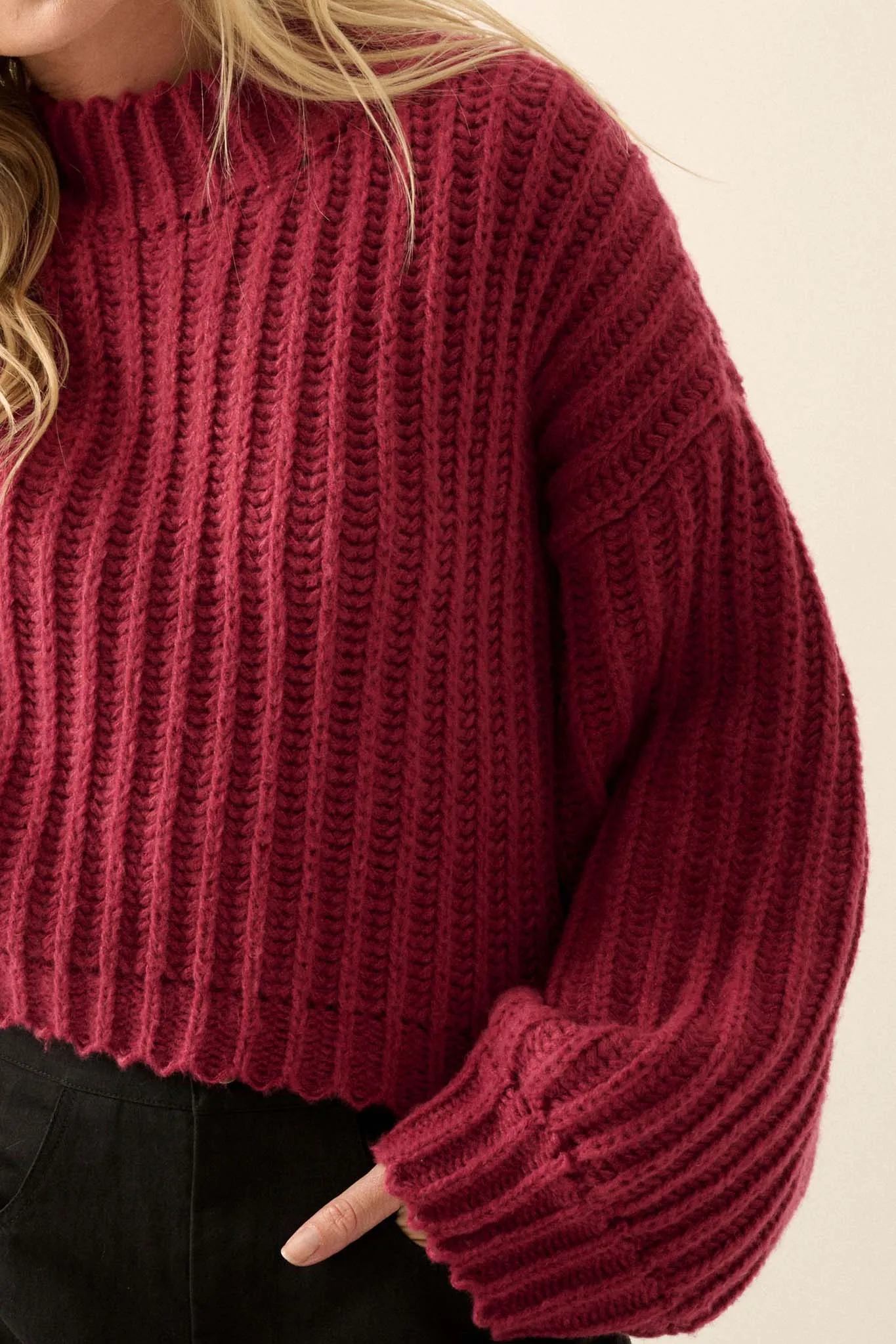 Cozy in Love Chunky Ribbed Knit Mock Neck Sweater