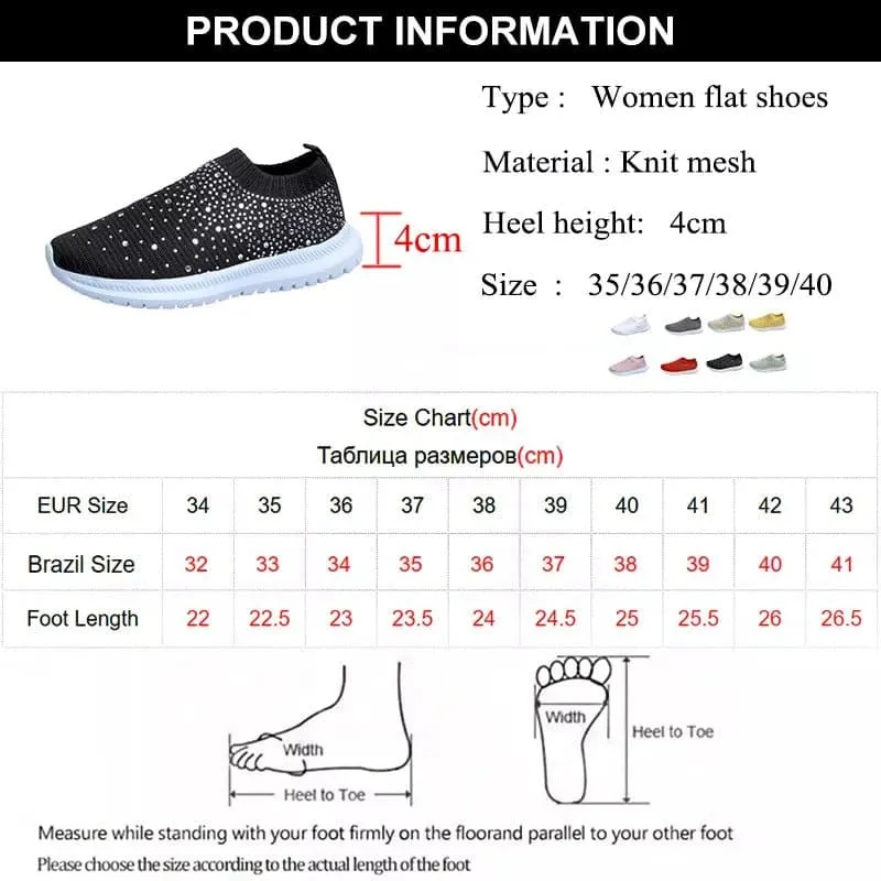 Crystal Mesh Sneakers with Breathable Design - Stylish & Comfortable Footwear | 7 Colors & Sizes 35-43