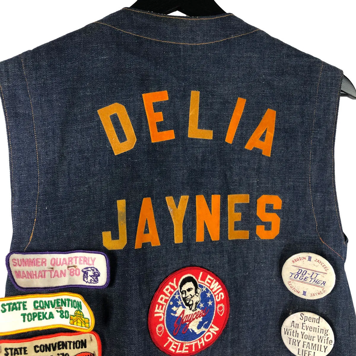 Customized Denim Vest Patched & Pinned Jaycee Kansas