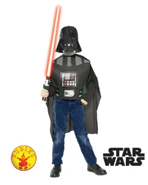 DARTH VADER COSTUME TOP, MASK & LIGHTSABER SET - CHILD