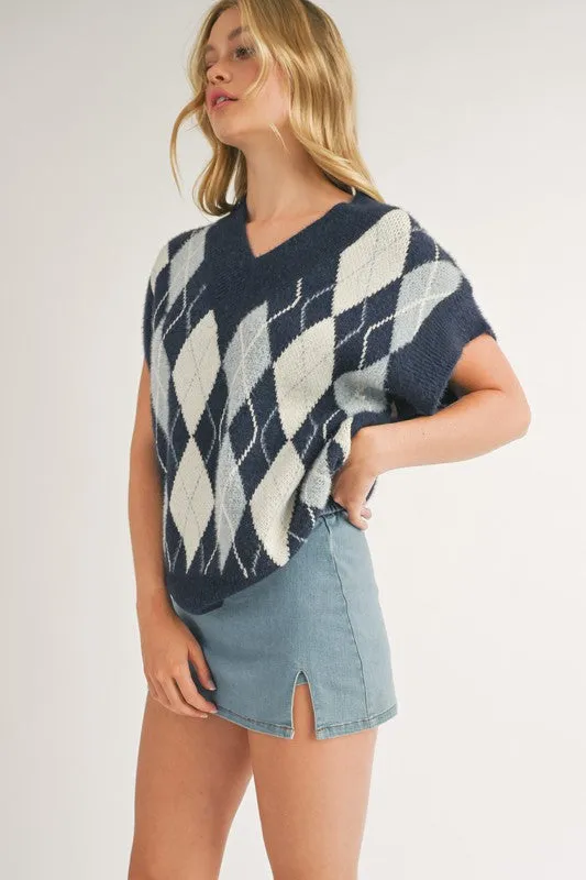 Dionne Oversized Argyle Vest