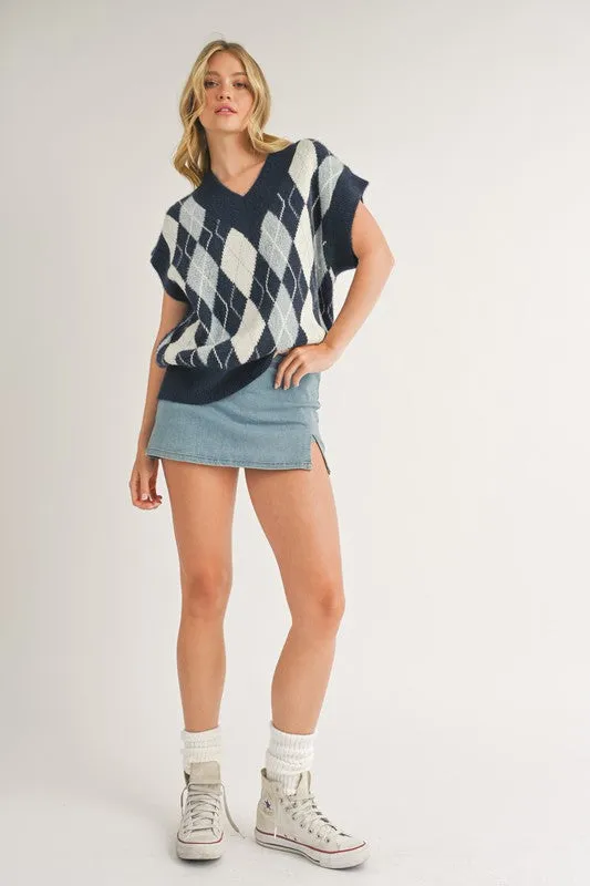 Dionne Oversized Argyle Vest