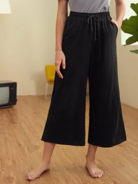 Drawstring Waist Jersey Culotte Pants