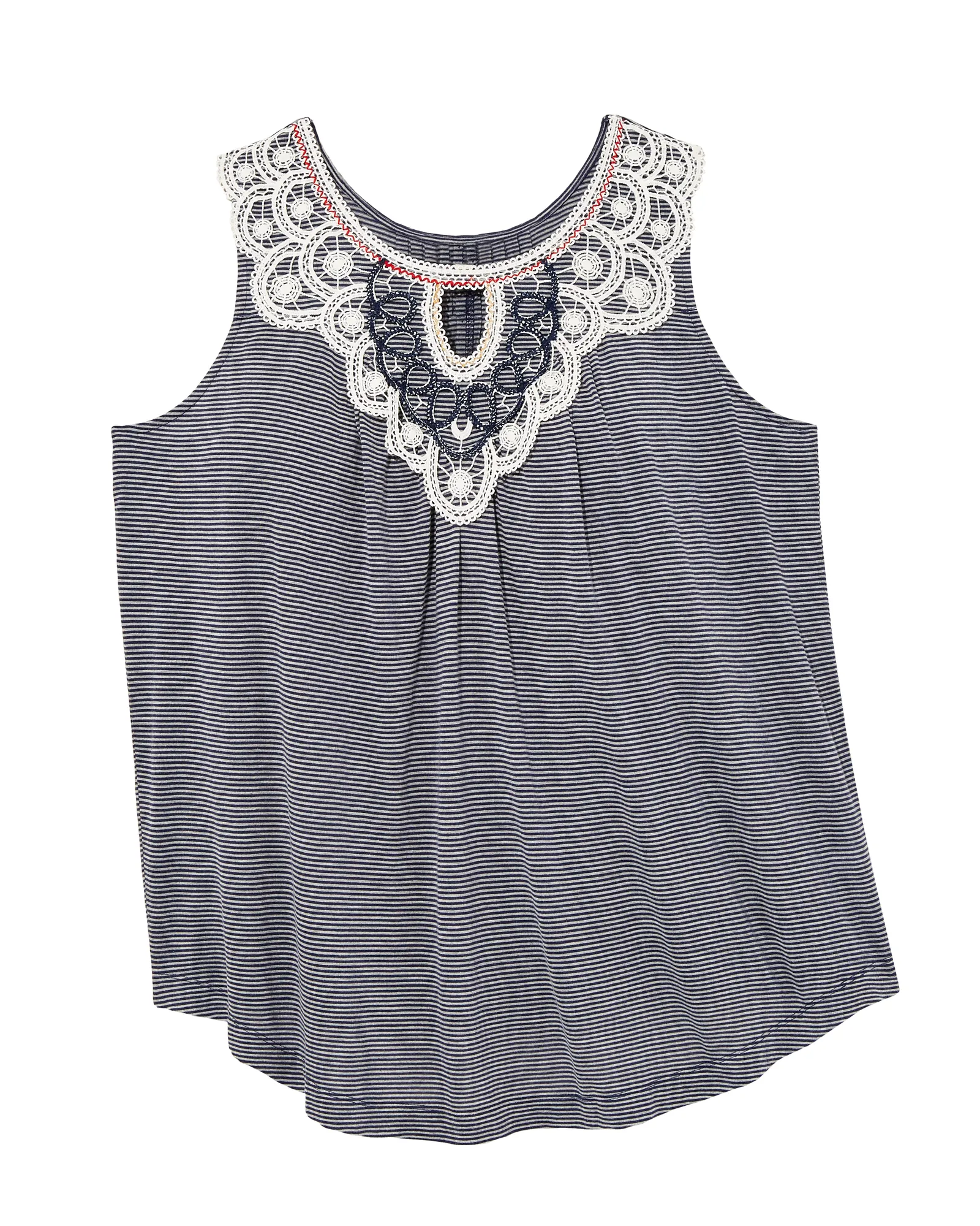 Eliza Crochet Detail Sleeveless Top | Navy / White