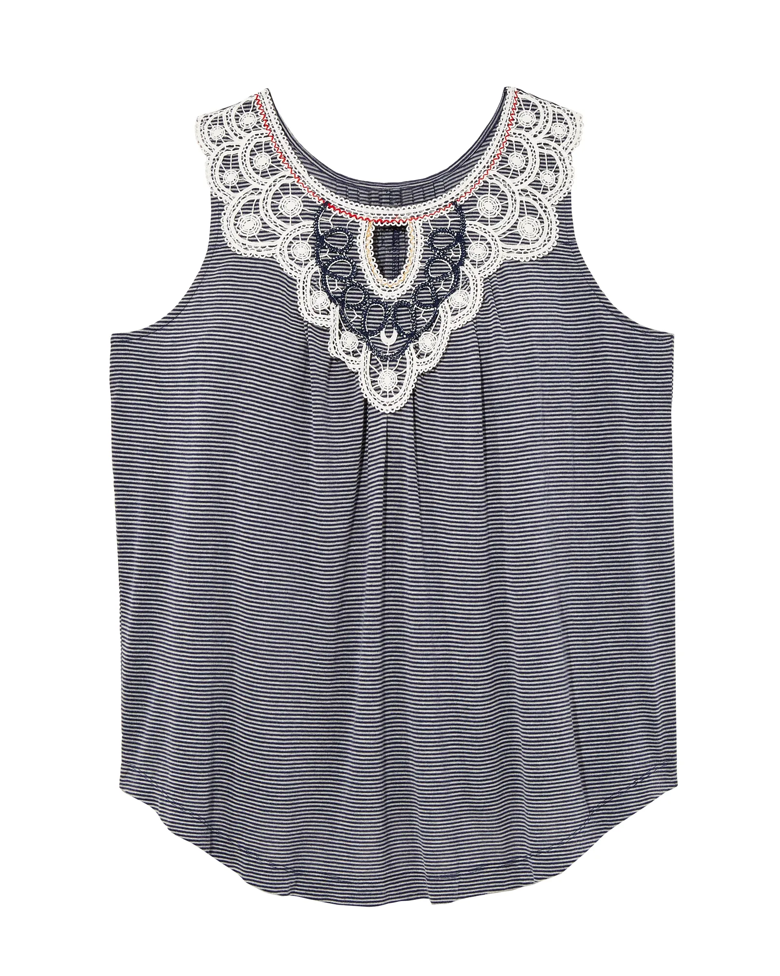 Eliza Crochet Detail Sleeveless Top | Navy / White