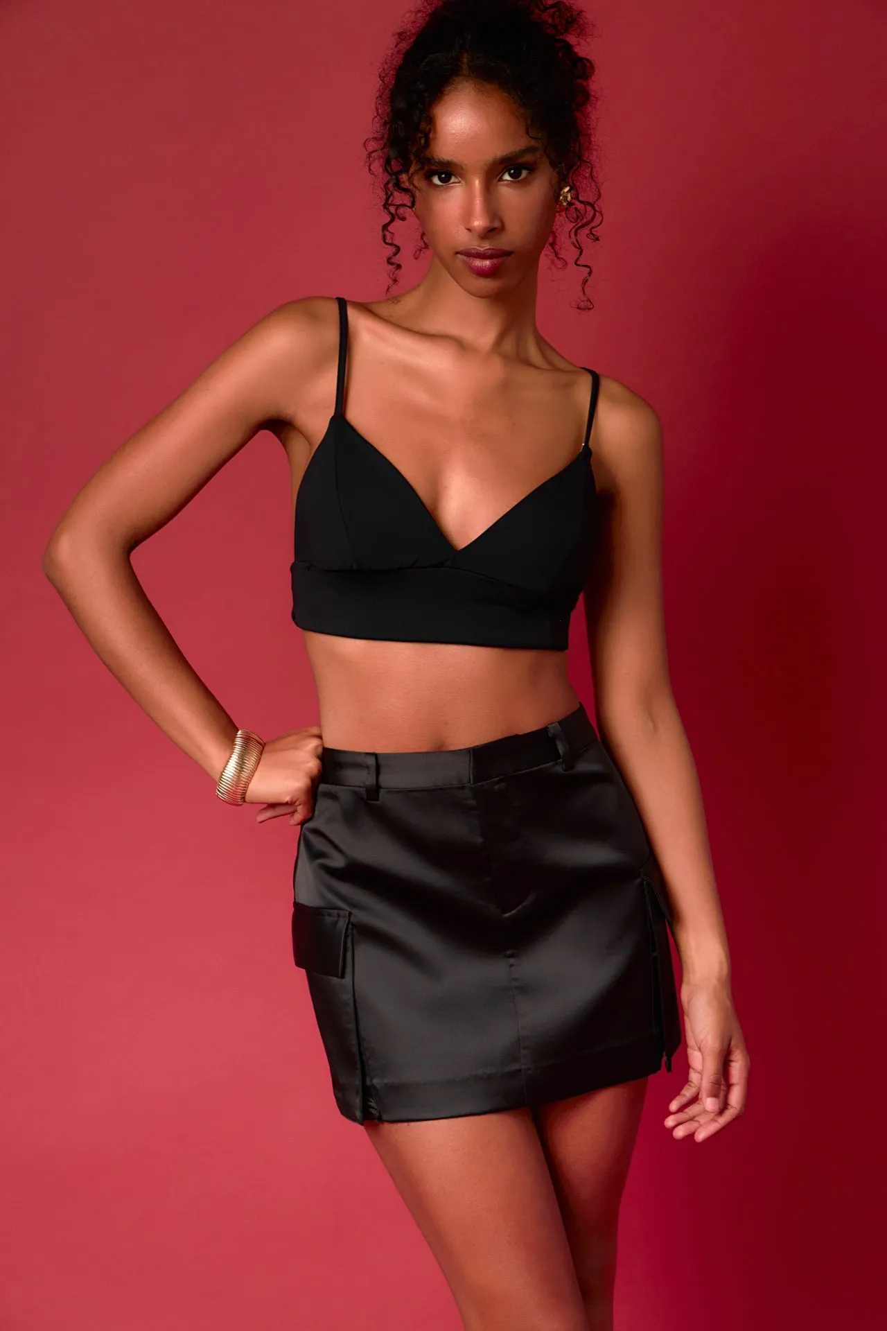 Endless Rose - Satin Cargo Mini Skirt