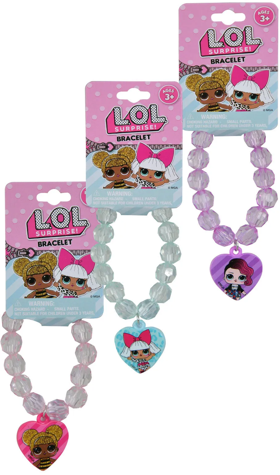 Faceted Beaded Bracelet with Plastic Charm Feature: Minnie Mouse, Disney Frozen, L.O.L Surprise (1Pcs)