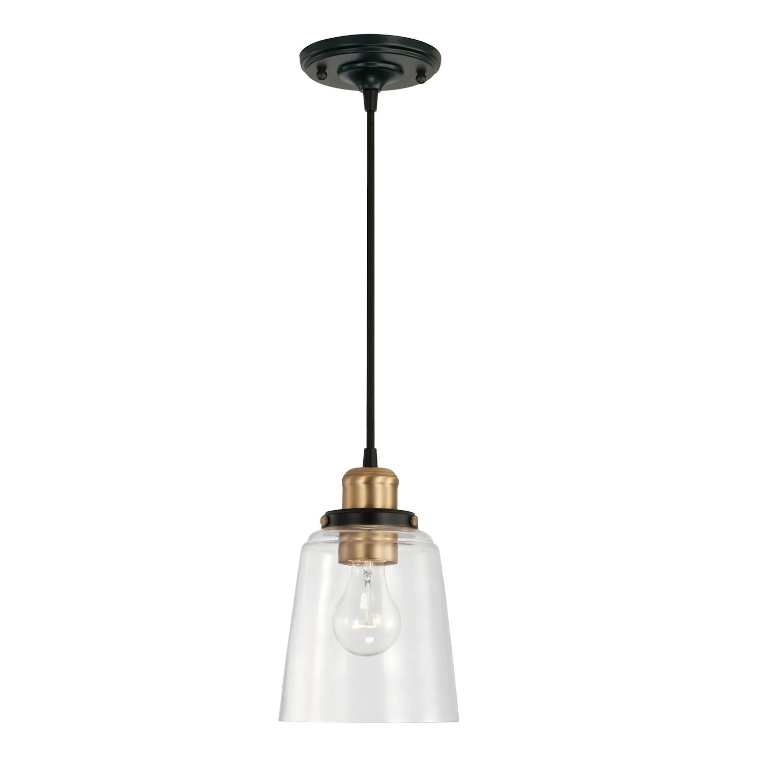 Fallon 1-Light Pendant in Aged Brass and Black