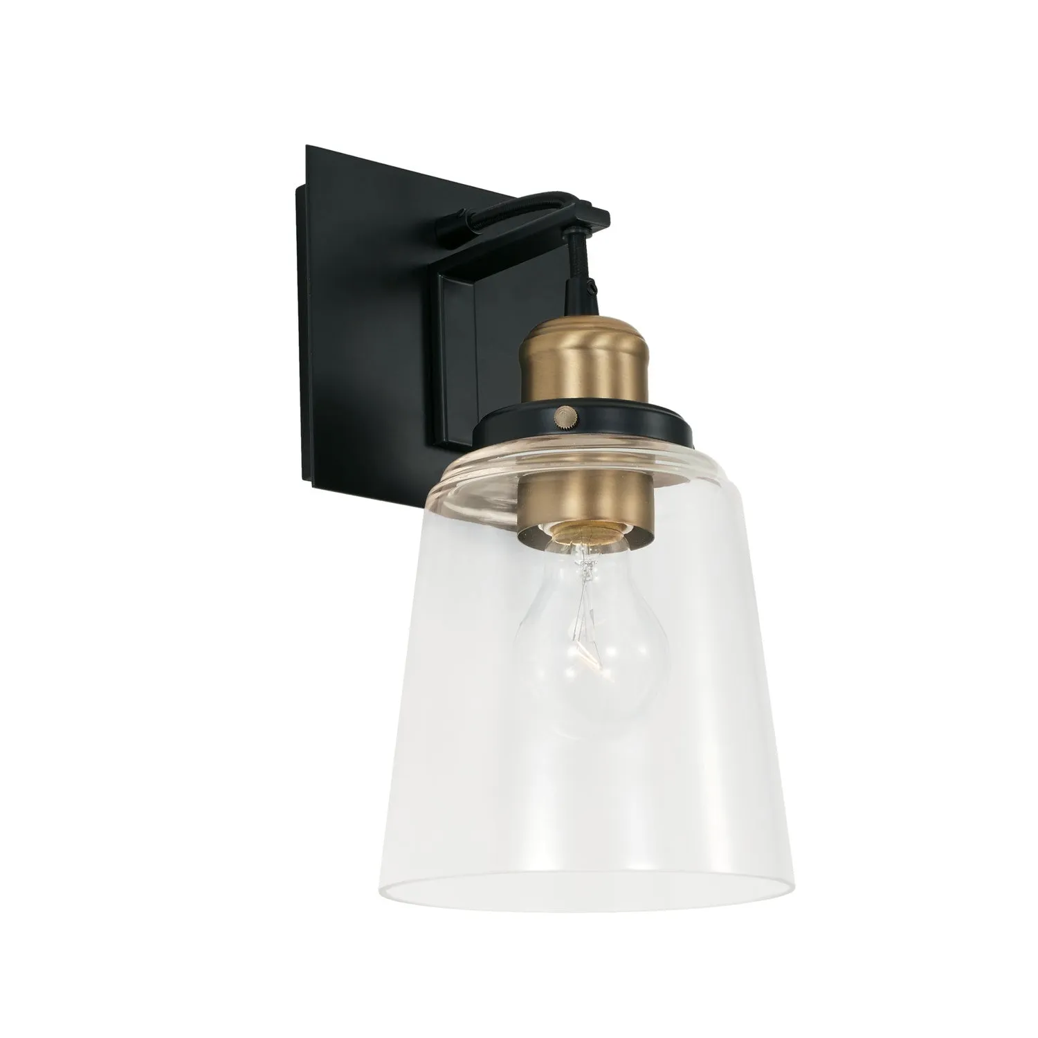 Fallon 1-Light Wall Sconce in Aged Brass and Black