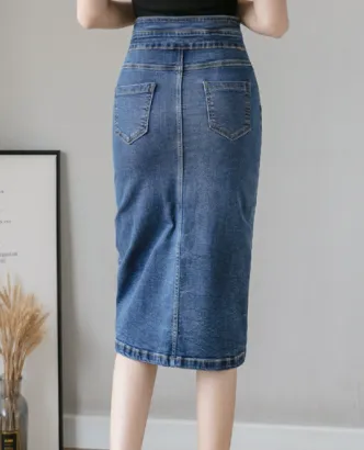 Fashion Denim High Waisted Pencil Skirt