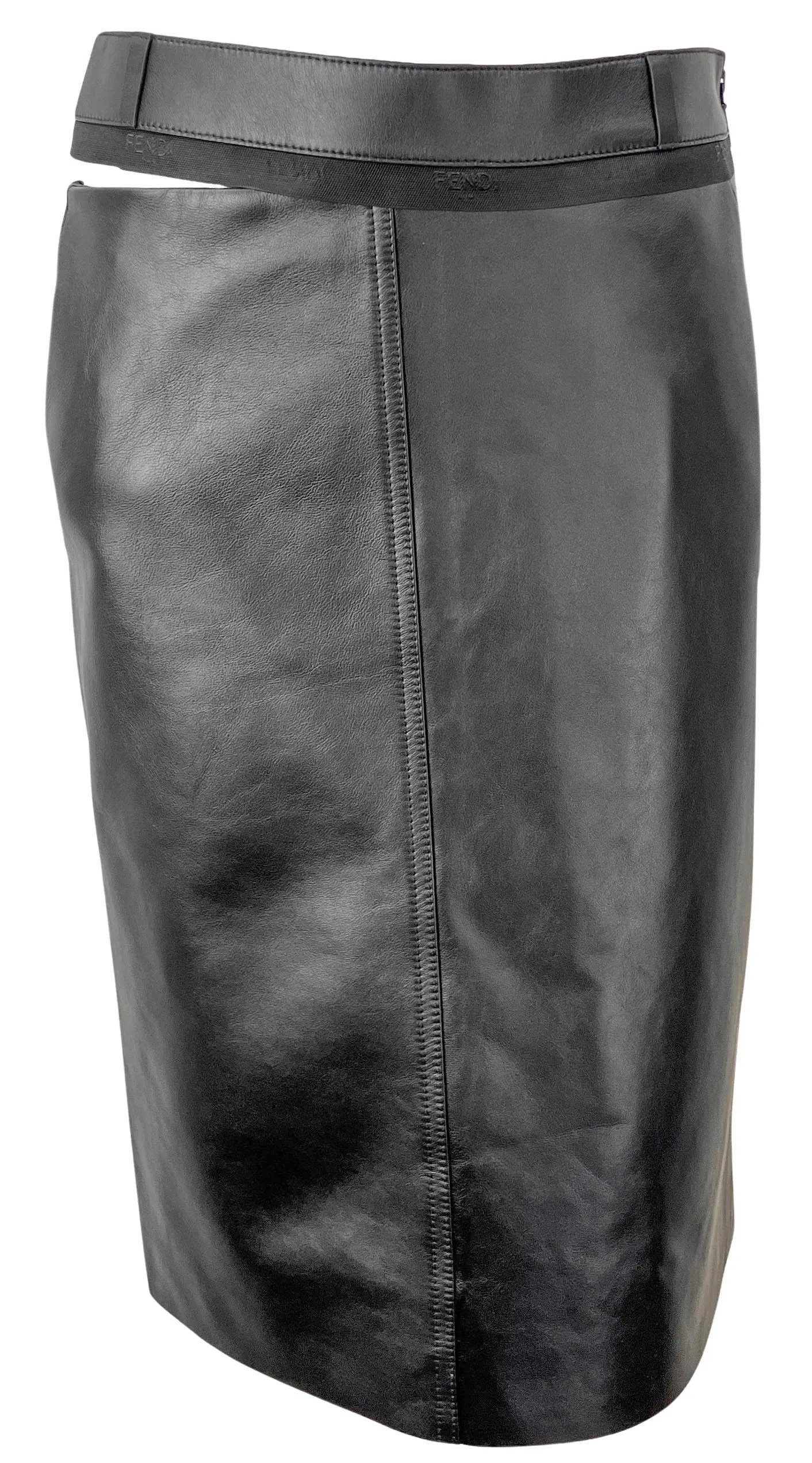 Fendi Leather Pencil Skirt in Black