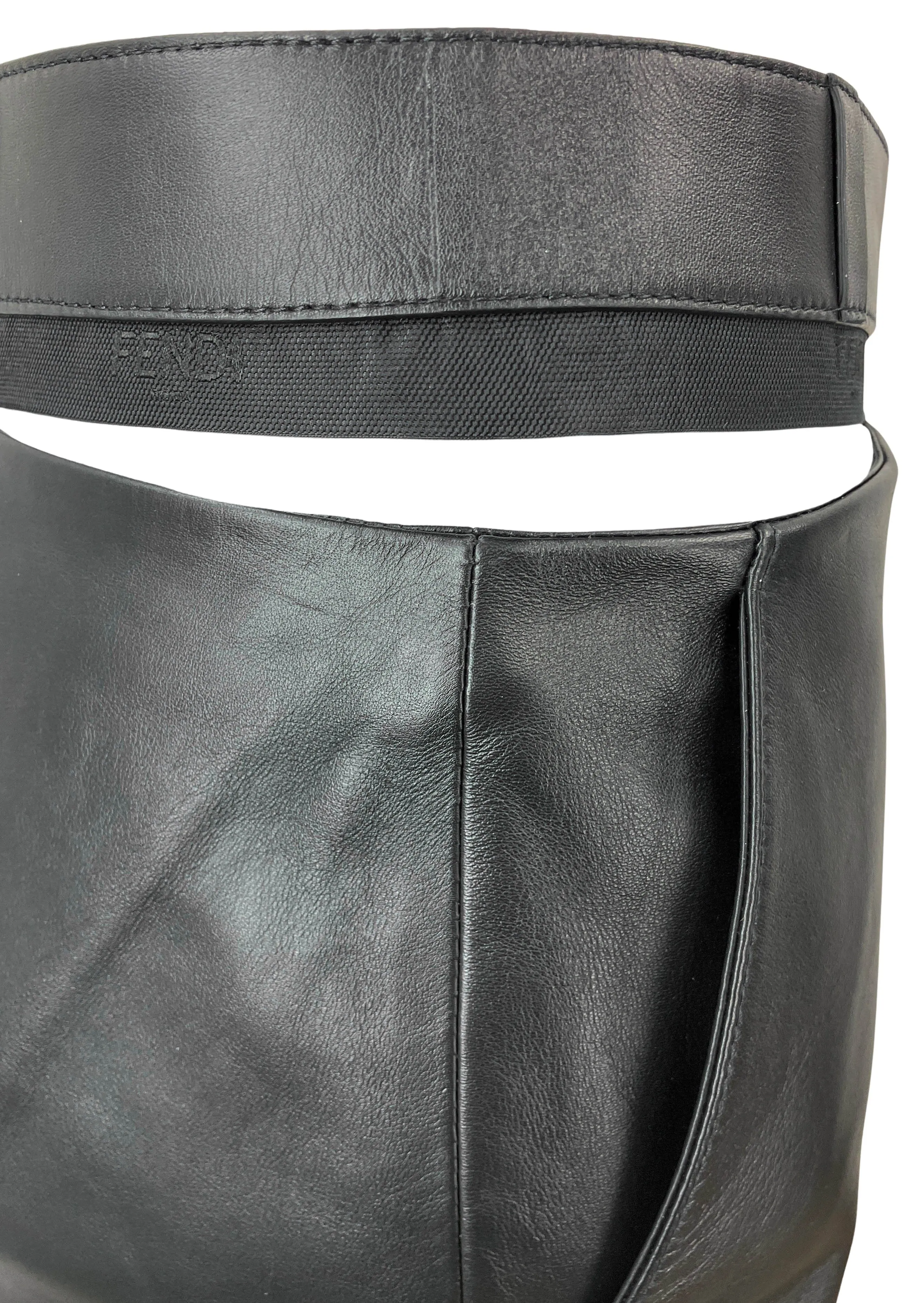 Fendi Leather Pencil Skirt in Black