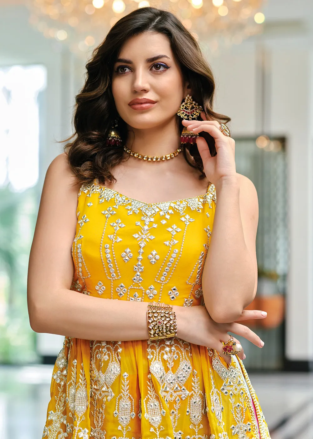 Fetching Yellow Party Festive Palazzo Salwar Suit