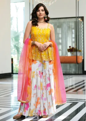 Fetching Yellow Party Festive Palazzo Salwar Suit