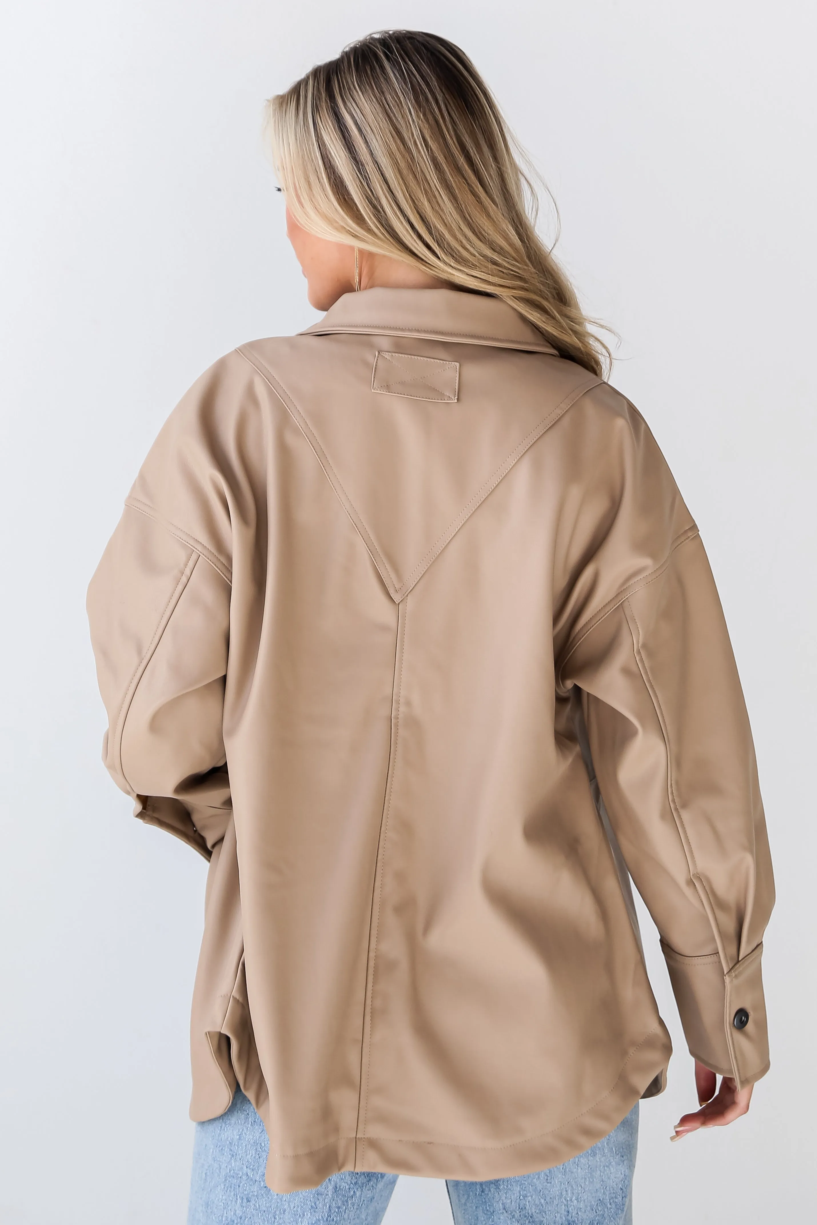 FINAL SALE - Chic Revival Taupe Leather Shacket