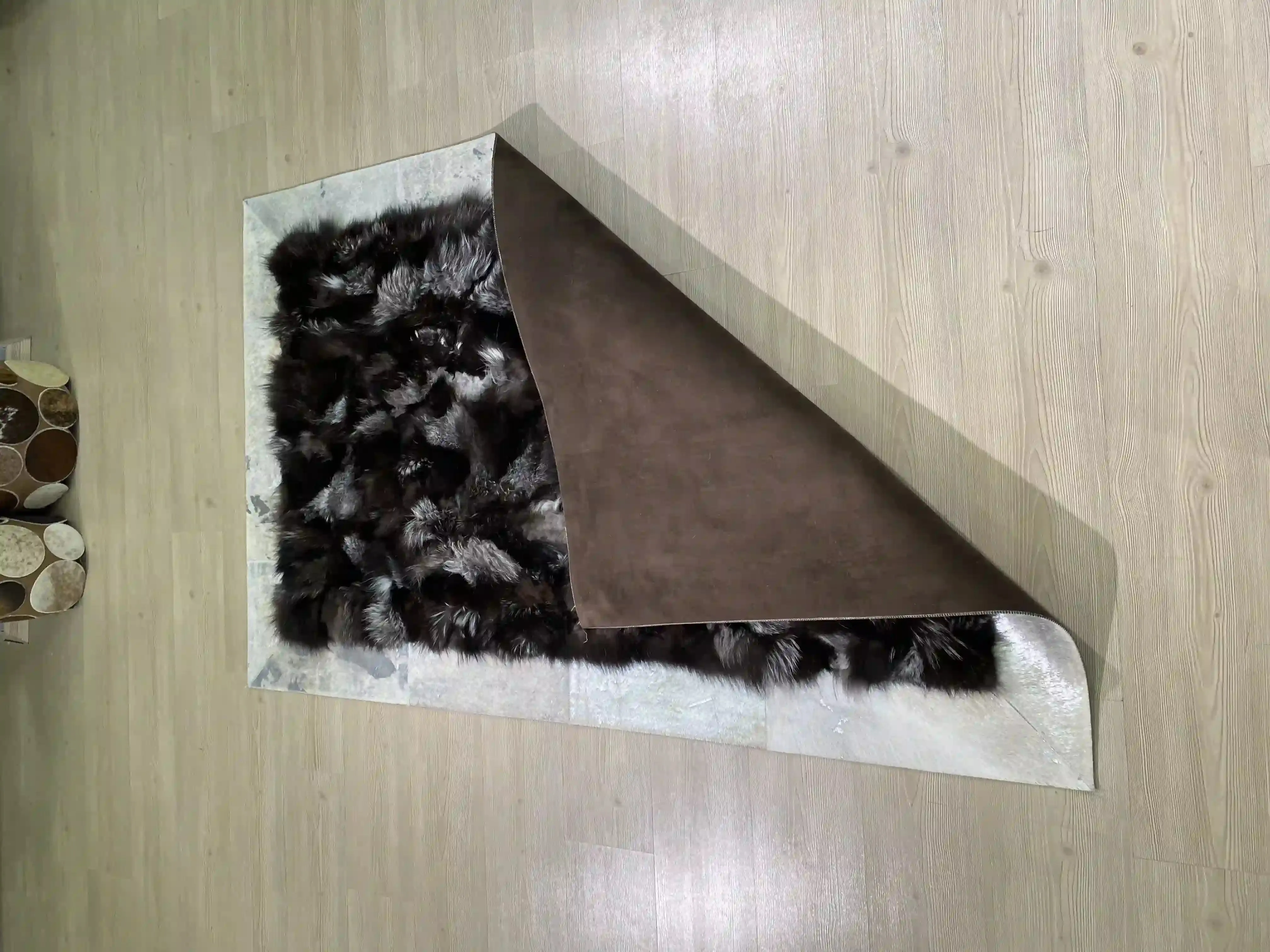 Fluffy Soft Natural Fox Fur Rug Rugs for Living Room, Non Slip Rug