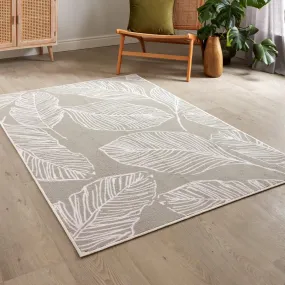 Fusion Matteo Leaf Washable Rug - Natural