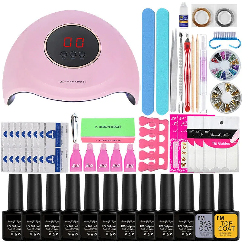 Gel Polish Set Nail kit Manicure Set Full Set Beginner Hot Lamp Manicure Package Tool Outfit