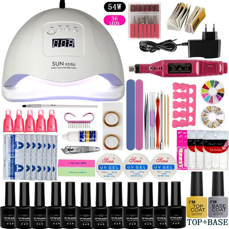 Gel Polish Set Nail kit Manicure Set Full Set Beginner Hot Lamp Manicure Package Tool Outfit