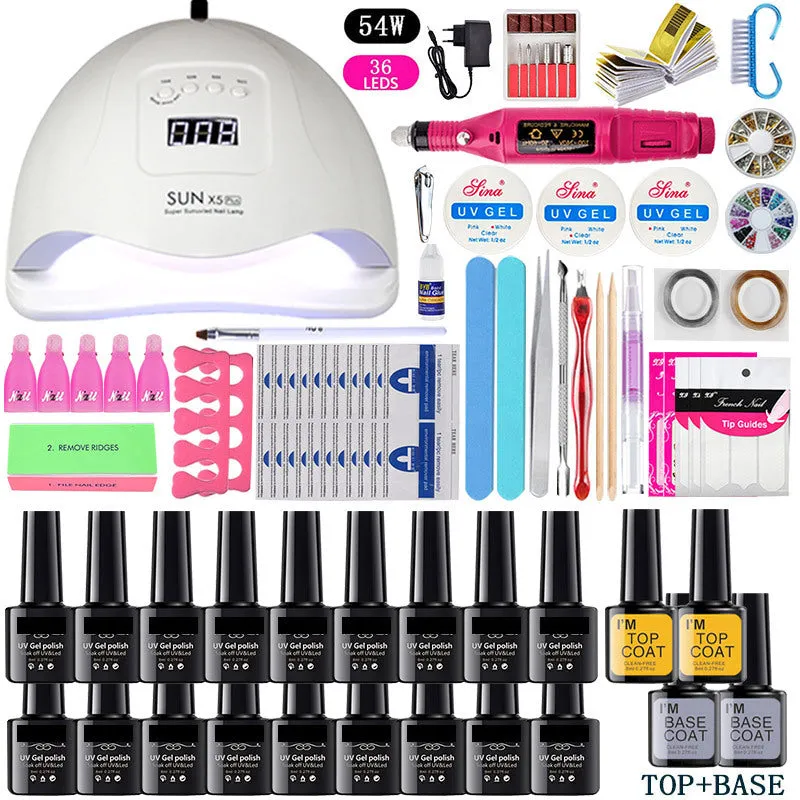 Gel Polish Set Nail kit Manicure Set Full Set Beginner Hot Lamp Manicure Package Tool Outfit