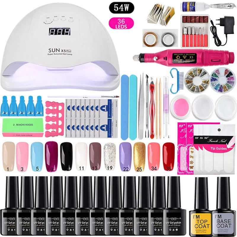 Gel Polish Set Nail kit Manicure Set Full Set Beginner Hot Lamp Manicure Package Tool Outfit