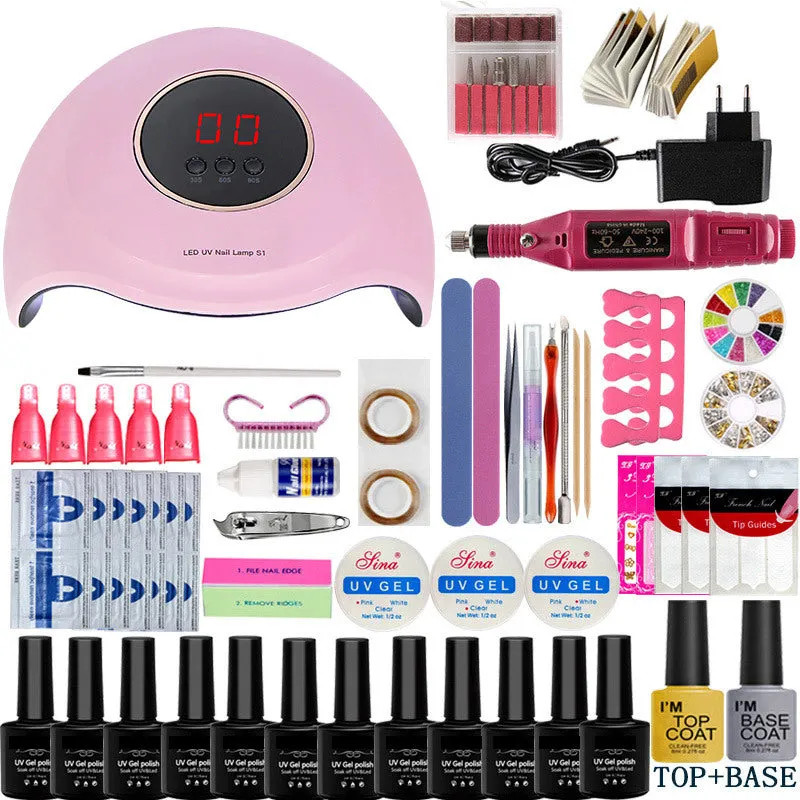 Gel Polish Set Nail kit Manicure Set Full Set Beginner Hot Lamp Manicure Package Tool Outfit