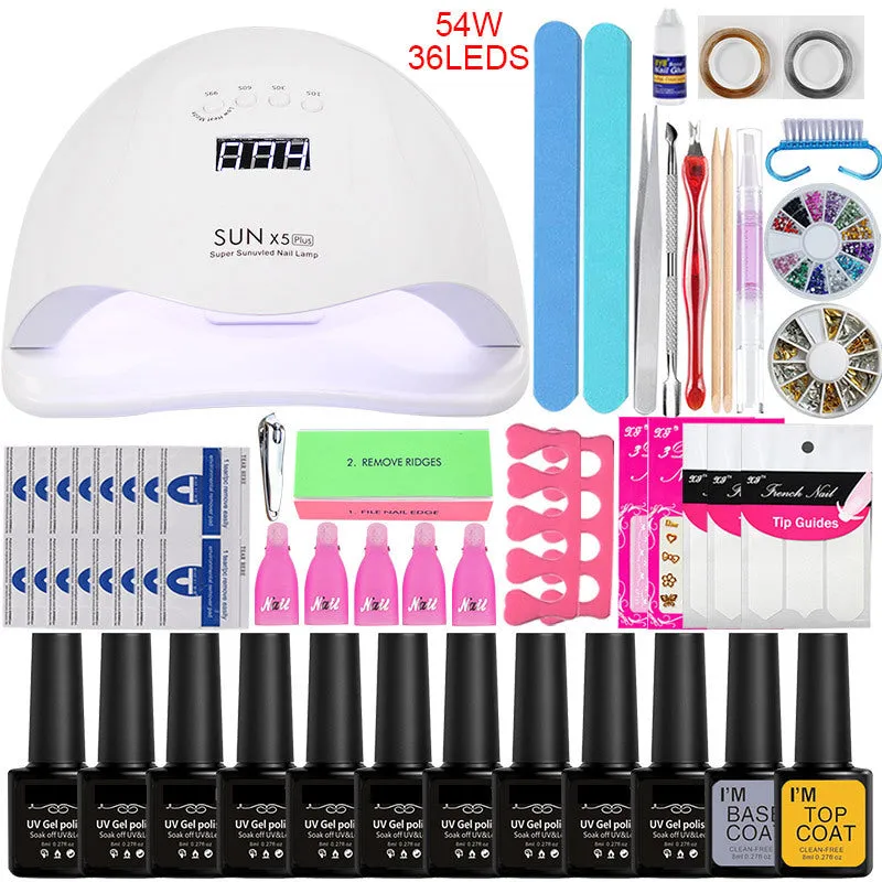 Gel Polish Set Nail kit Manicure Set Full Set Beginner Hot Lamp Manicure Package Tool Outfit