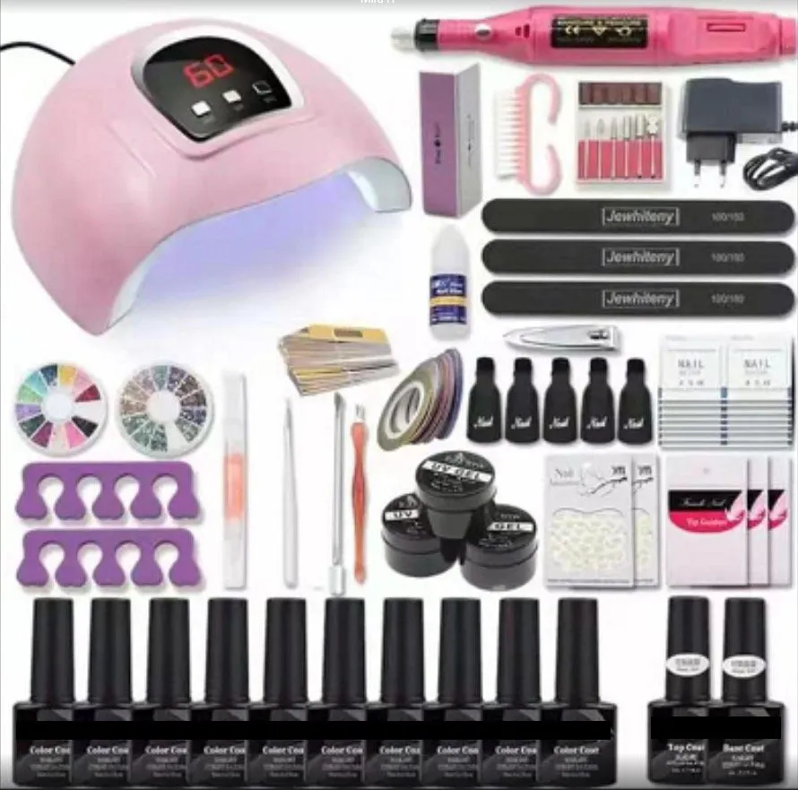 Gel Polish Set Nail kit Manicure Set Full Set Beginner Hot Lamp Manicure Package Tool Outfit